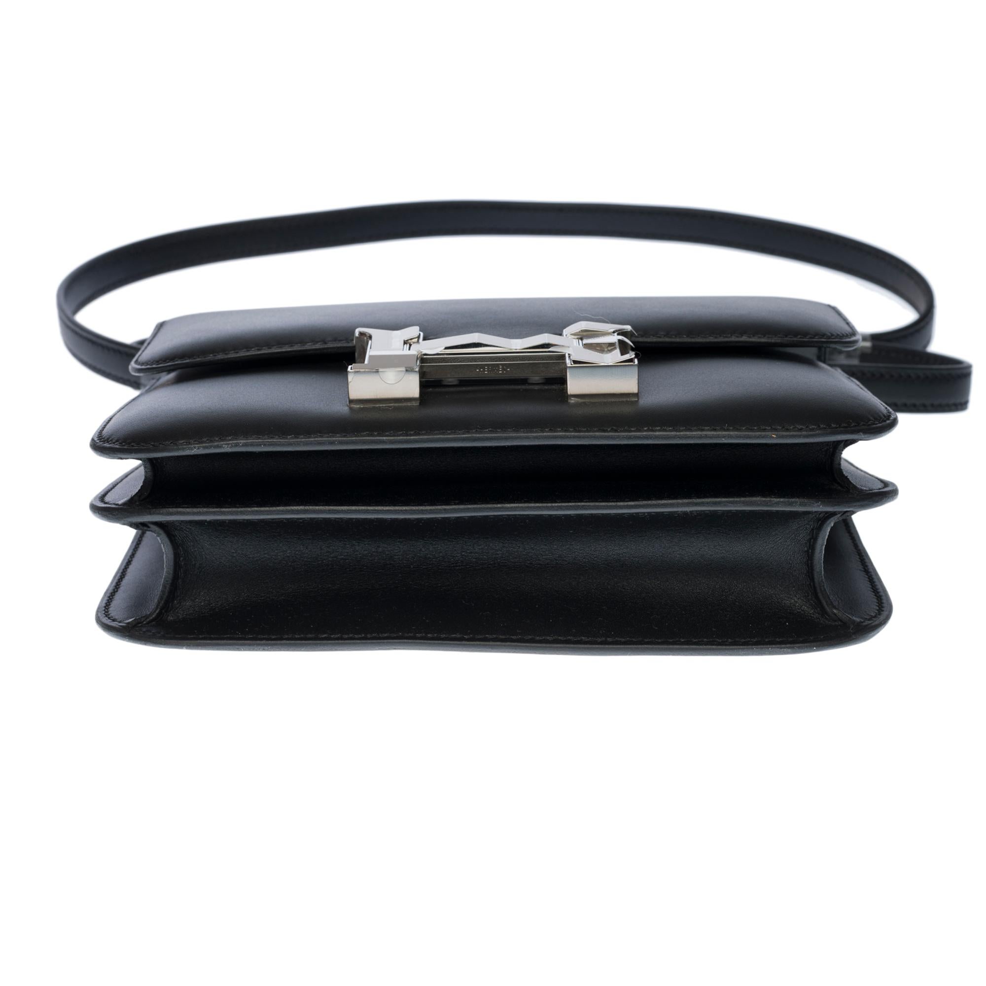 New -Hermes Constance Mini 18 Studio shoulder bag in Black Monsieur leather, SHW 2