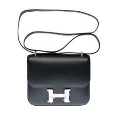 New -Hermes Constance Mini 18 Studio shoulder bag in Black Monsieur leather, SHW
