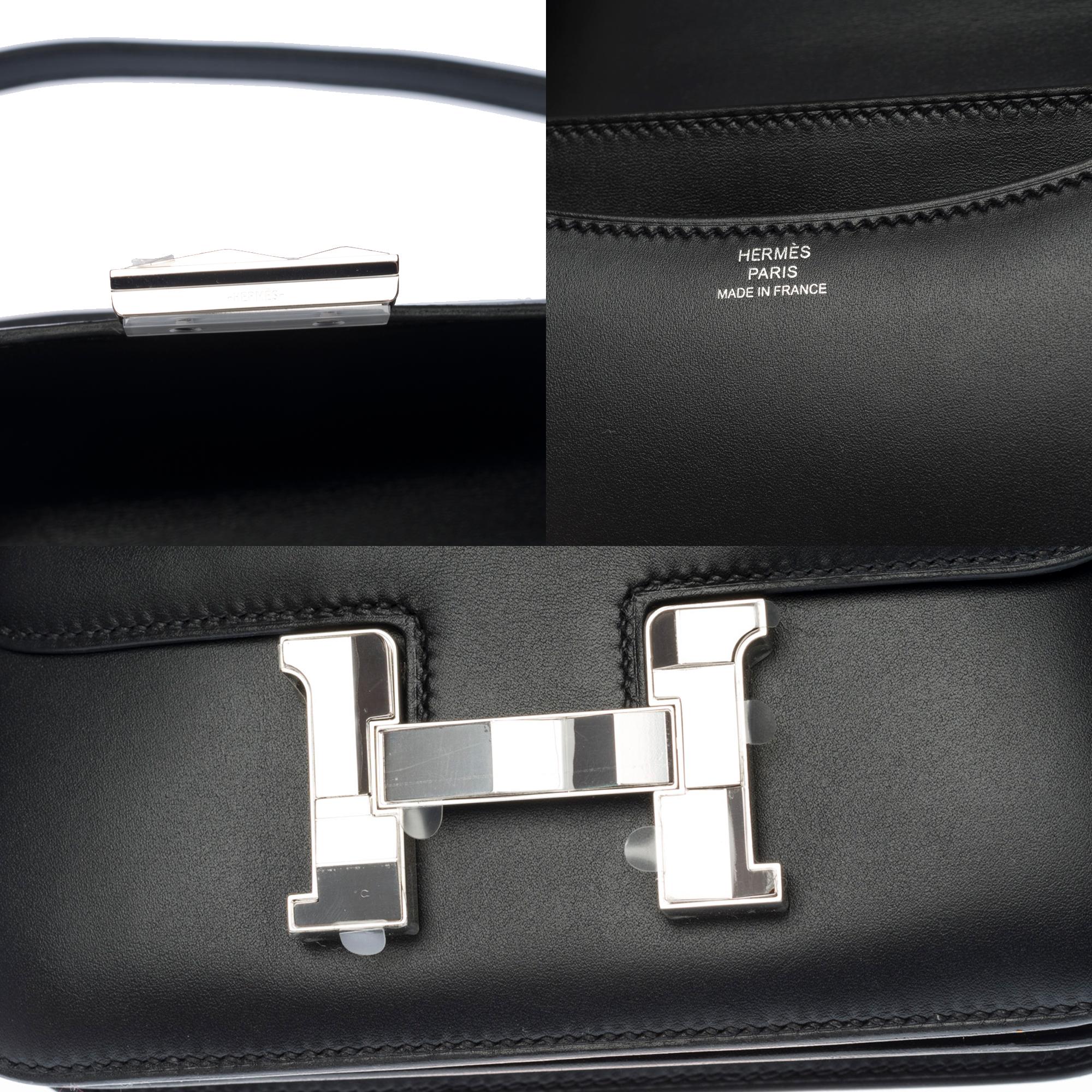 Orange New -Hermes Constance Mini 18 Studio shoulder bag in Black Monsieur leather, SHW