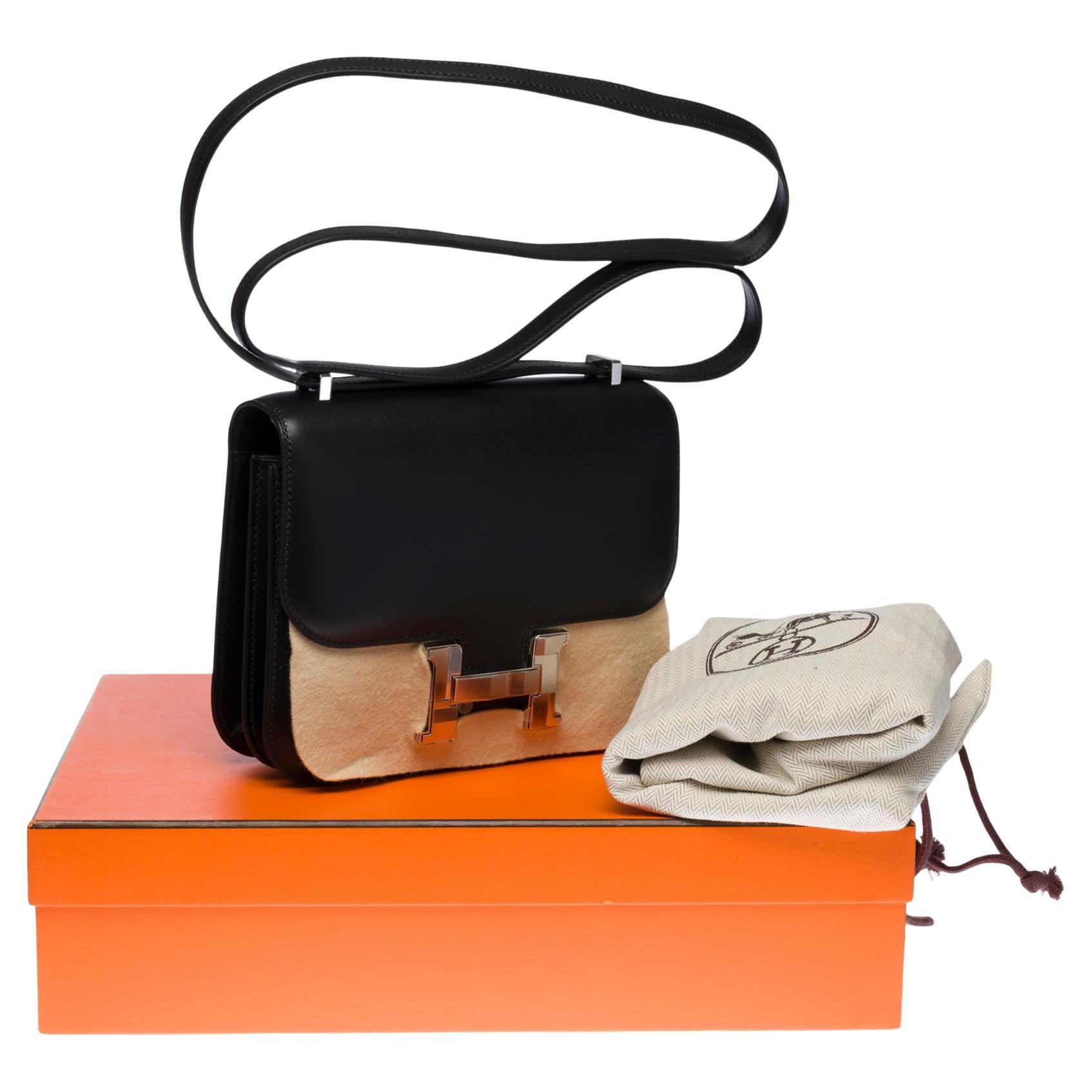 New -Hermes Constance Mini 18 Studio shoulder bag in Black Monsieur leather, SHW