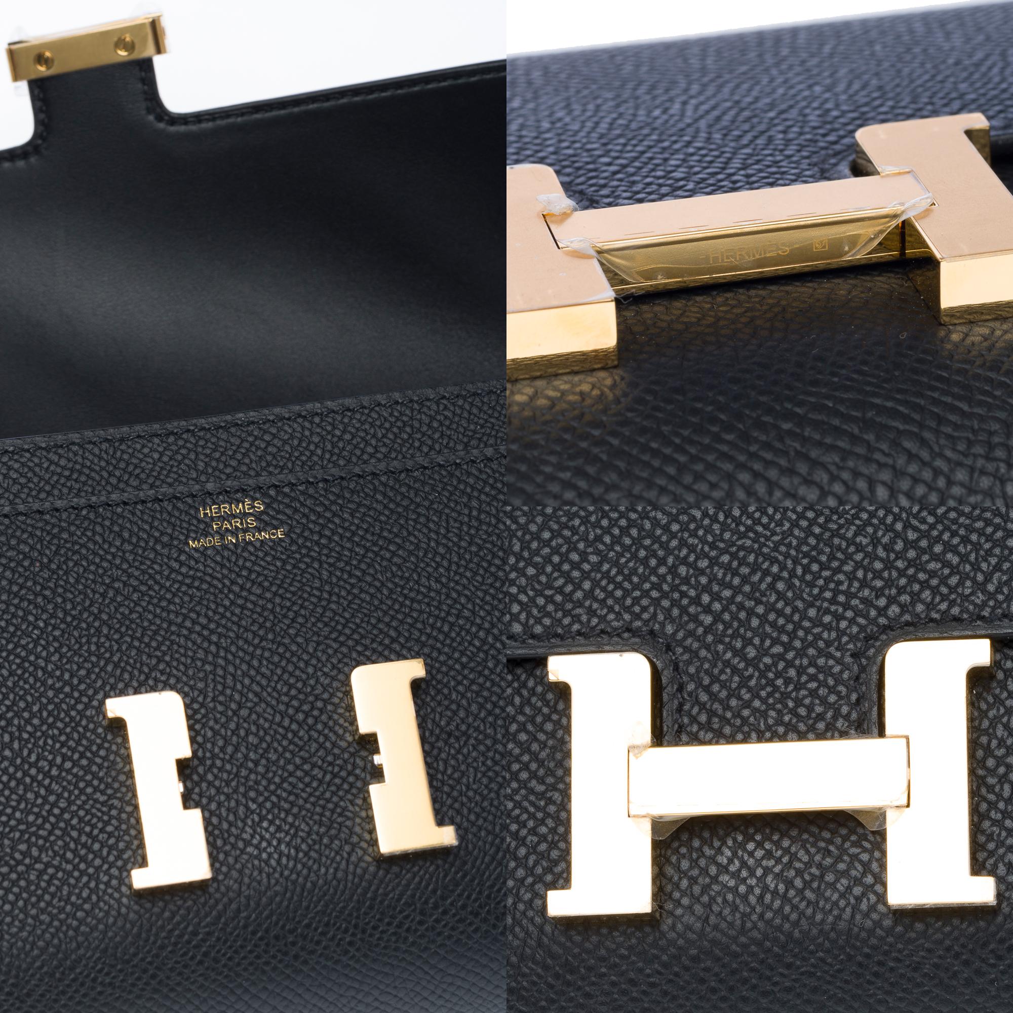 New Hermès Constance To Go shoulder bag in Black Epsom leather, GHW 4