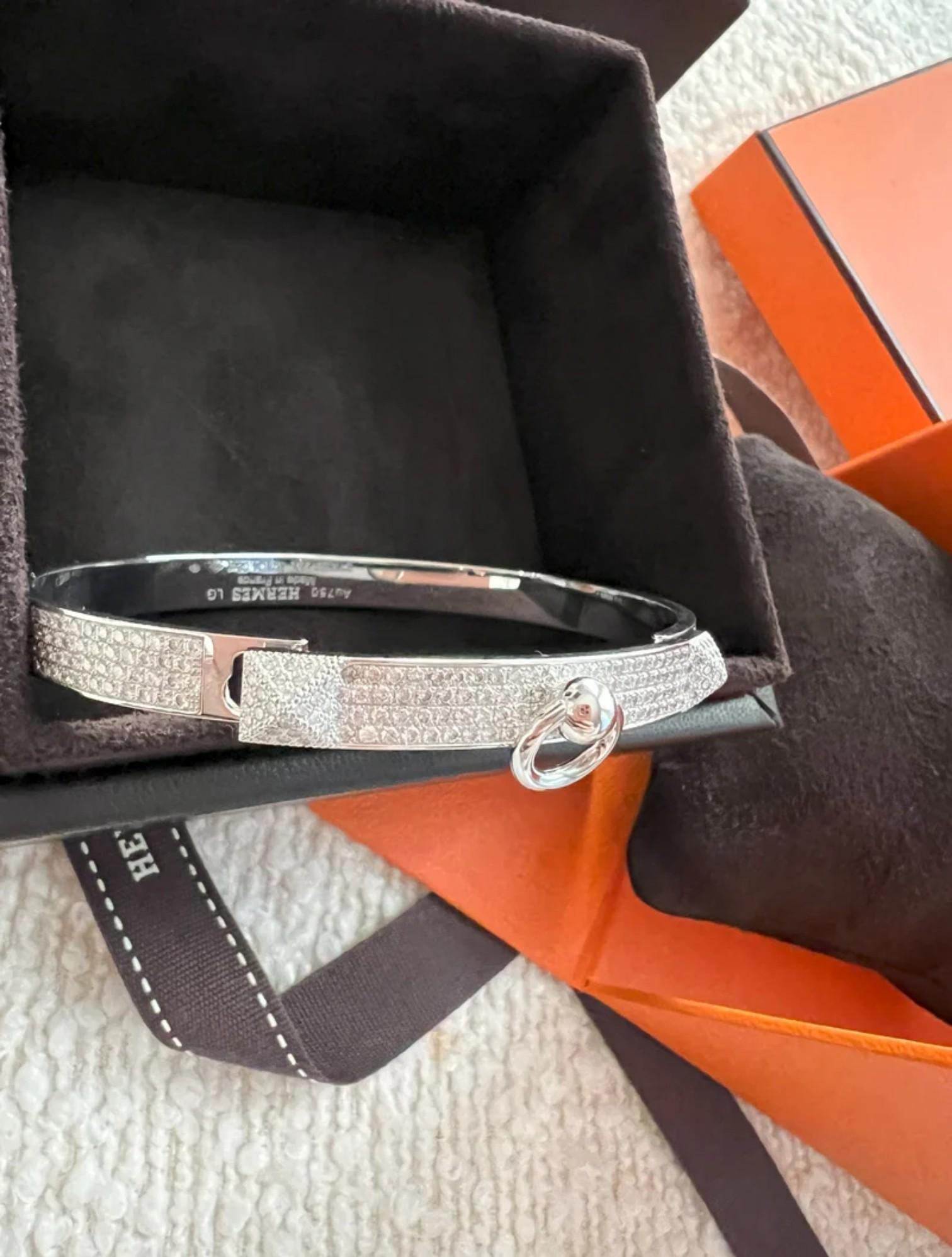 NUEVO Hermes De Chien Pulsera Oro Blanco Diamante Pavé Completo ST Más de $60K en venta 6