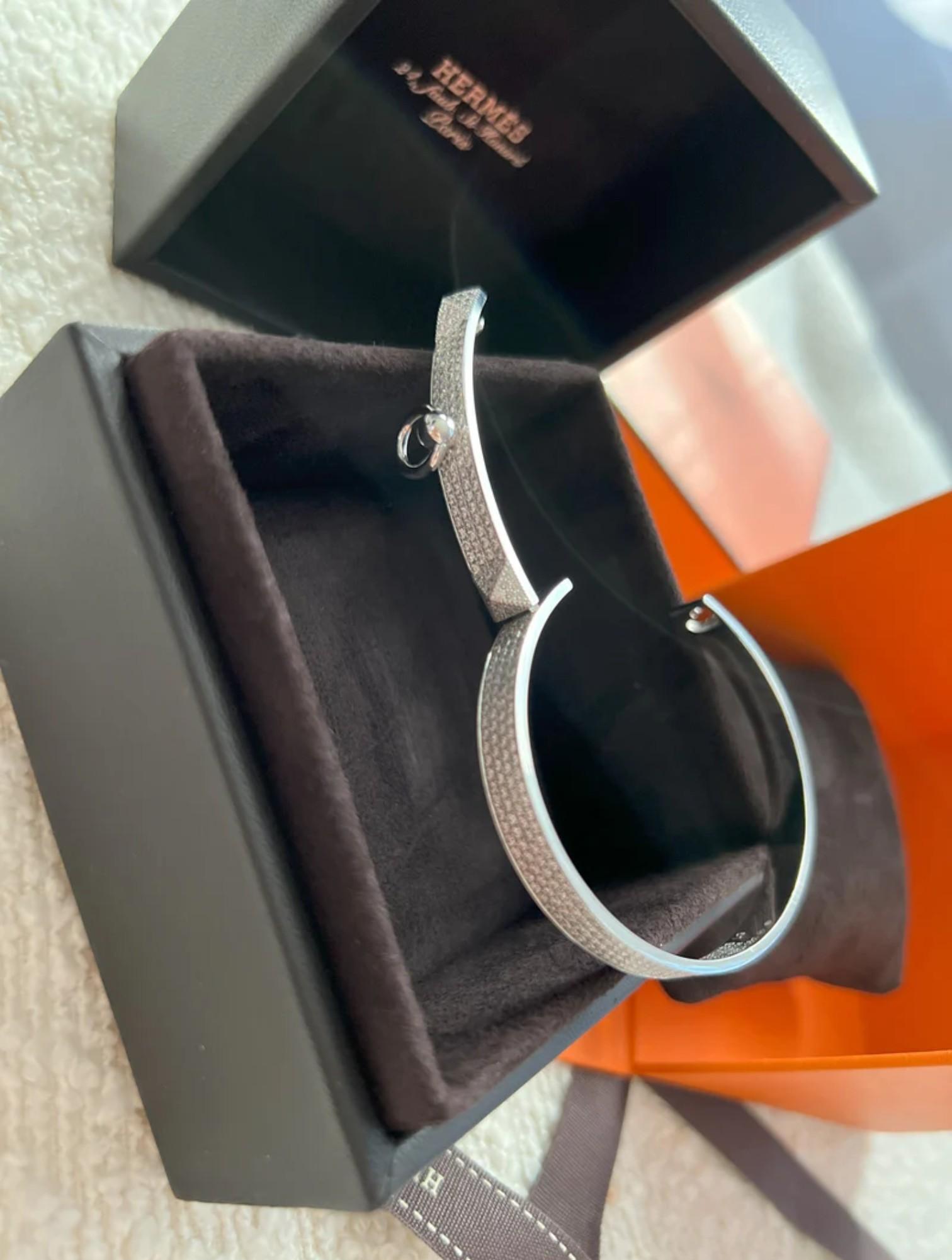 NUEVO Hermes De Chien Pulsera Oro Blanco Diamante Pavé Completo ST Más de $60K en venta 7