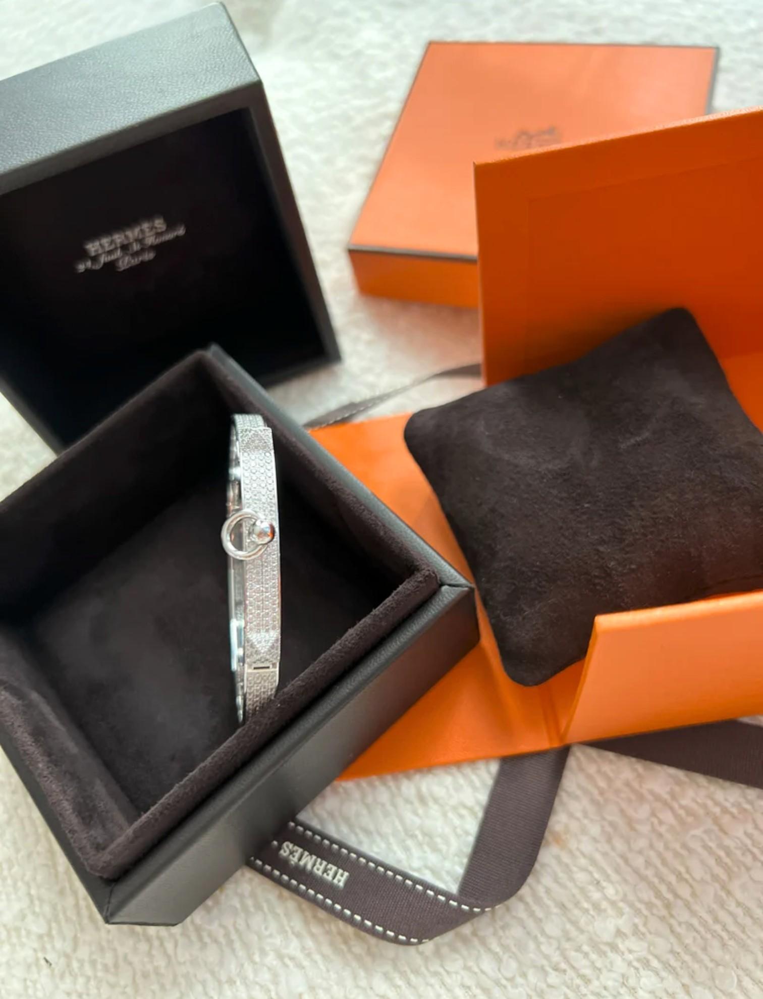 NUEVO Hermes De Chien Pulsera Oro Blanco Diamante Pavé Completo ST Más de $60K en venta 10