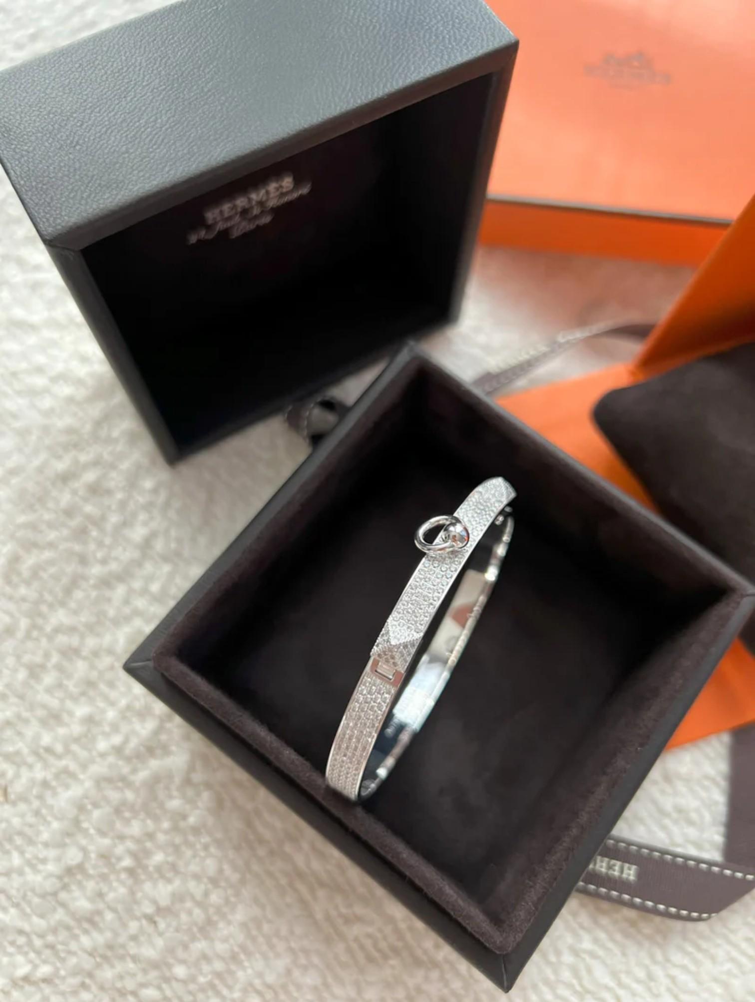NUEVO Hermes De Chien Pulsera Oro Blanco Diamante Pavé Completo ST Más de $60K en venta 11