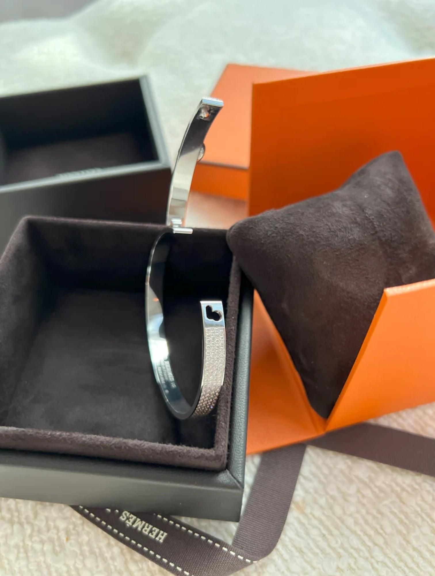 NUEVO Hermes De Chien Pulsera Oro Blanco Diamante Pavé Completo ST Más de $60K en venta 12