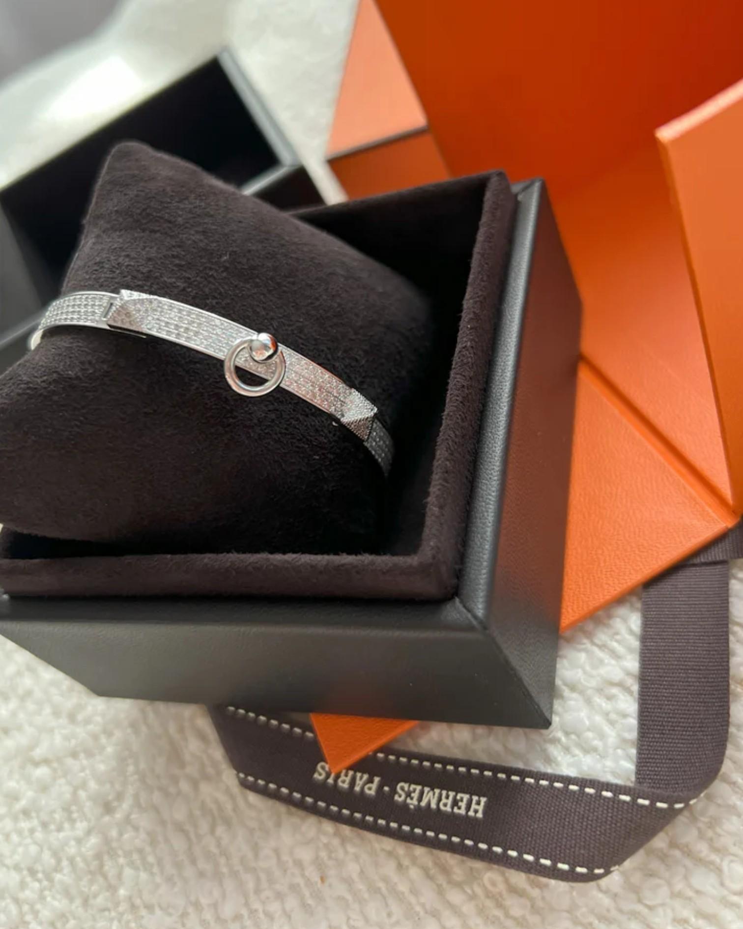 NUEVO Hermes De Chien Pulsera Oro Blanco Diamante Pavé Completo ST Más de $60K en venta 13