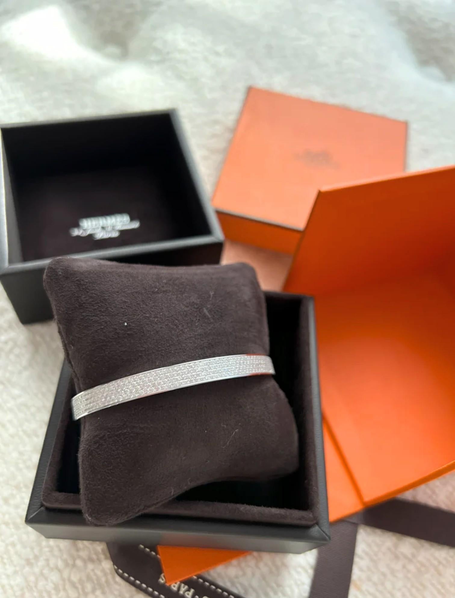 NUEVO Hermes De Chien Pulsera Oro Blanco Diamante Pavé Completo ST Más de $60K en venta 14