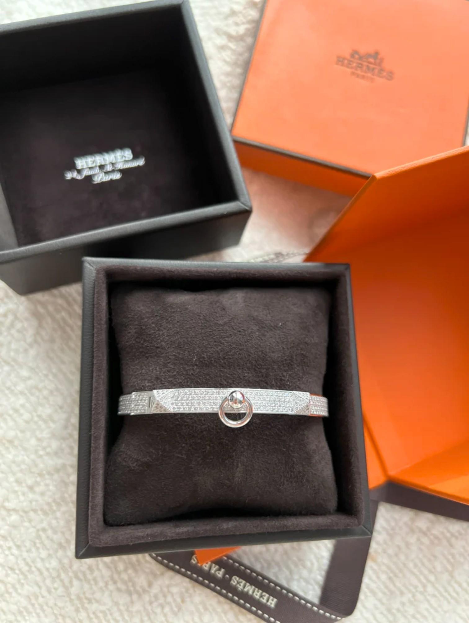 NUEVO Hermes De Chien Pulsera Oro Blanco Diamante Pavé Completo ST Más de $60K en venta 15