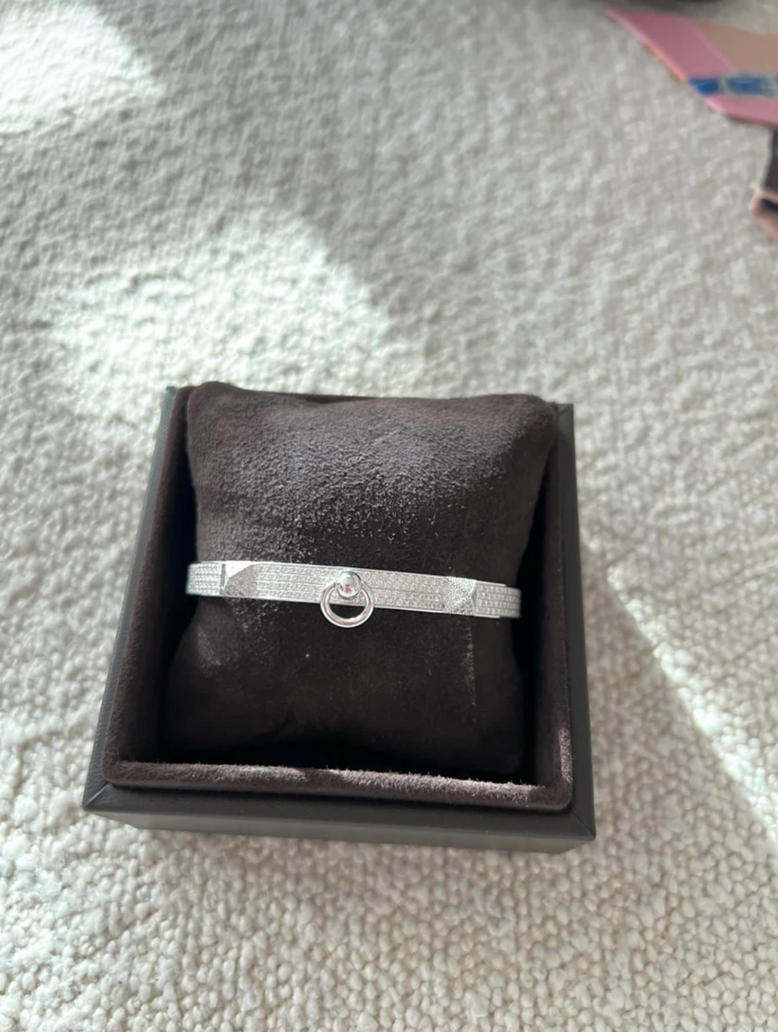 NUEVO Hermes De Chien Pulsera Oro Blanco Diamante Pavé Completo ST Más de $60K en venta 16