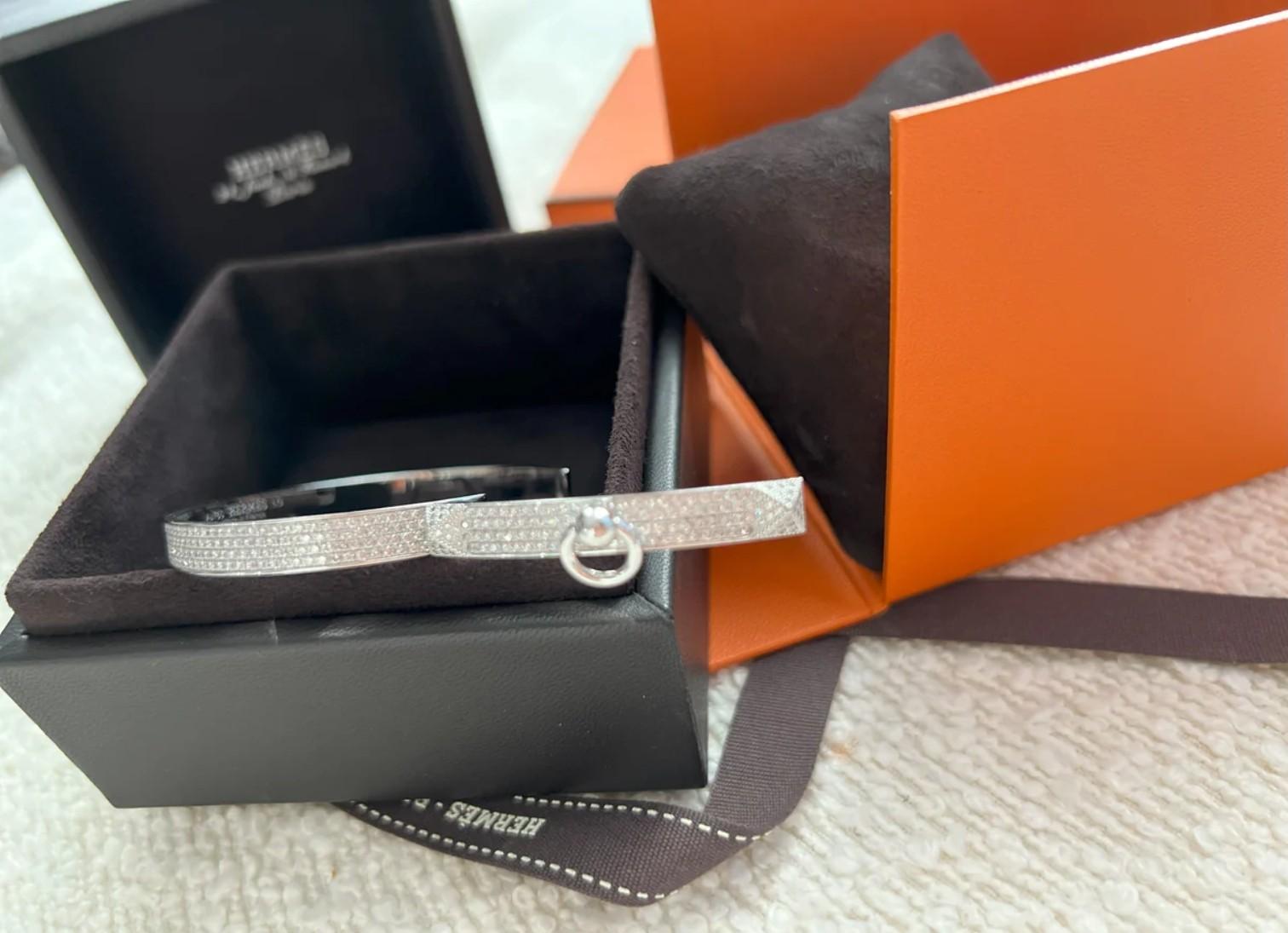 De las mujeres NUEVO Hermes De Chien Pulsera Oro Blanco Diamante Pavé Completo ST Más de $60K en venta