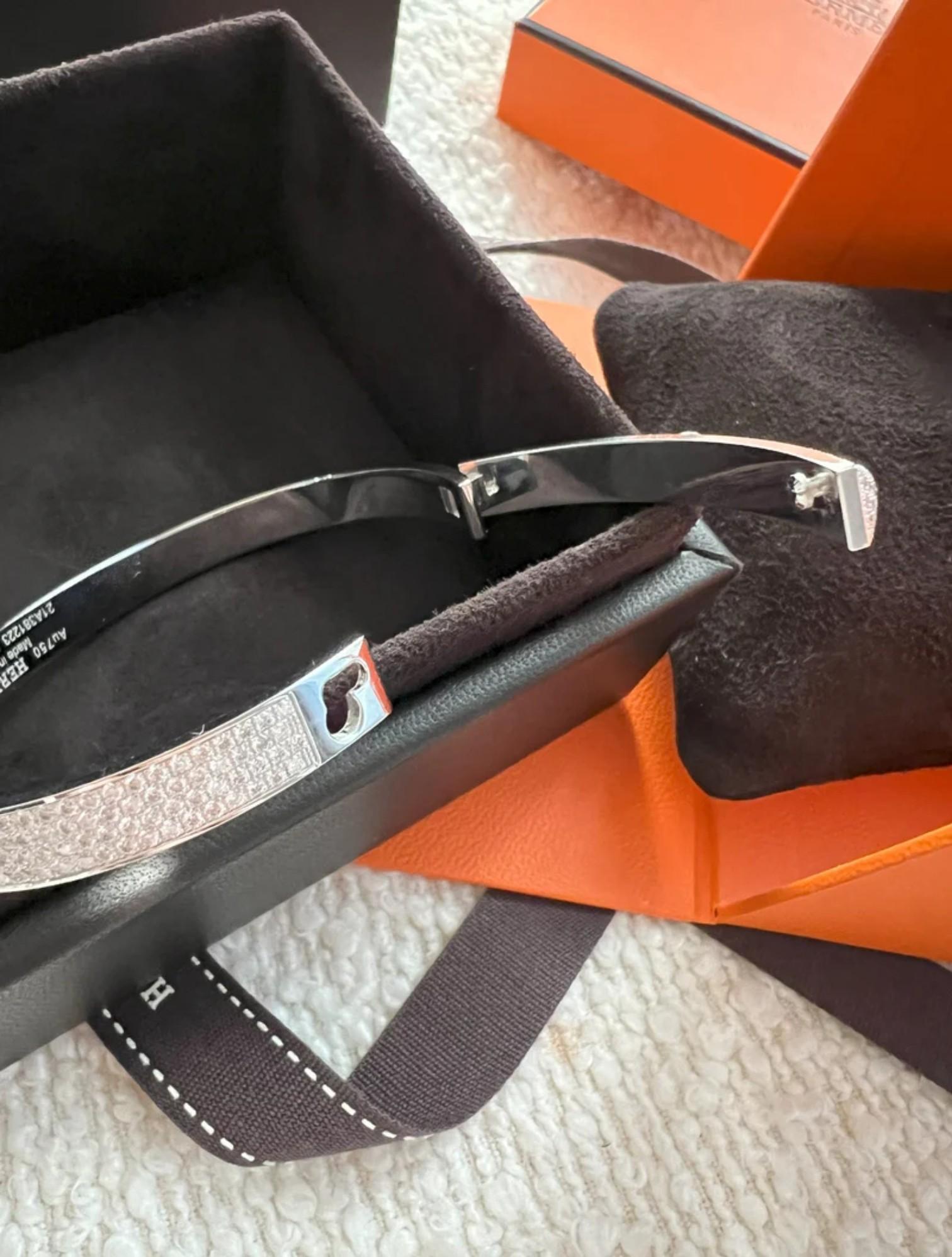 NUEVO Hermes De Chien Pulsera Oro Blanco Diamante Pavé Completo ST Más de $60K en venta 1