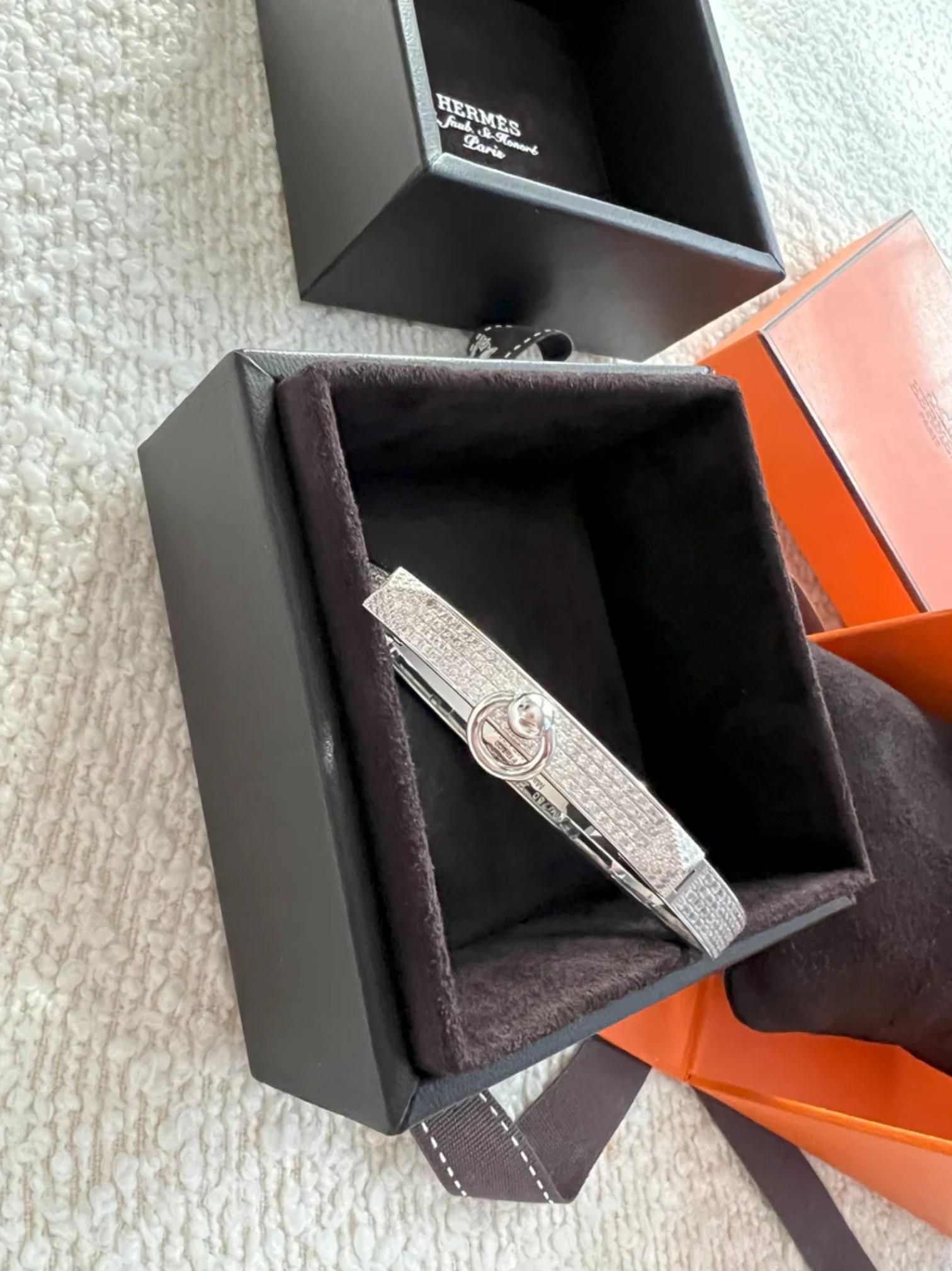NUEVO Hermes De Chien Pulsera Oro Blanco Diamante Pavé Completo ST Más de $60K en venta 2