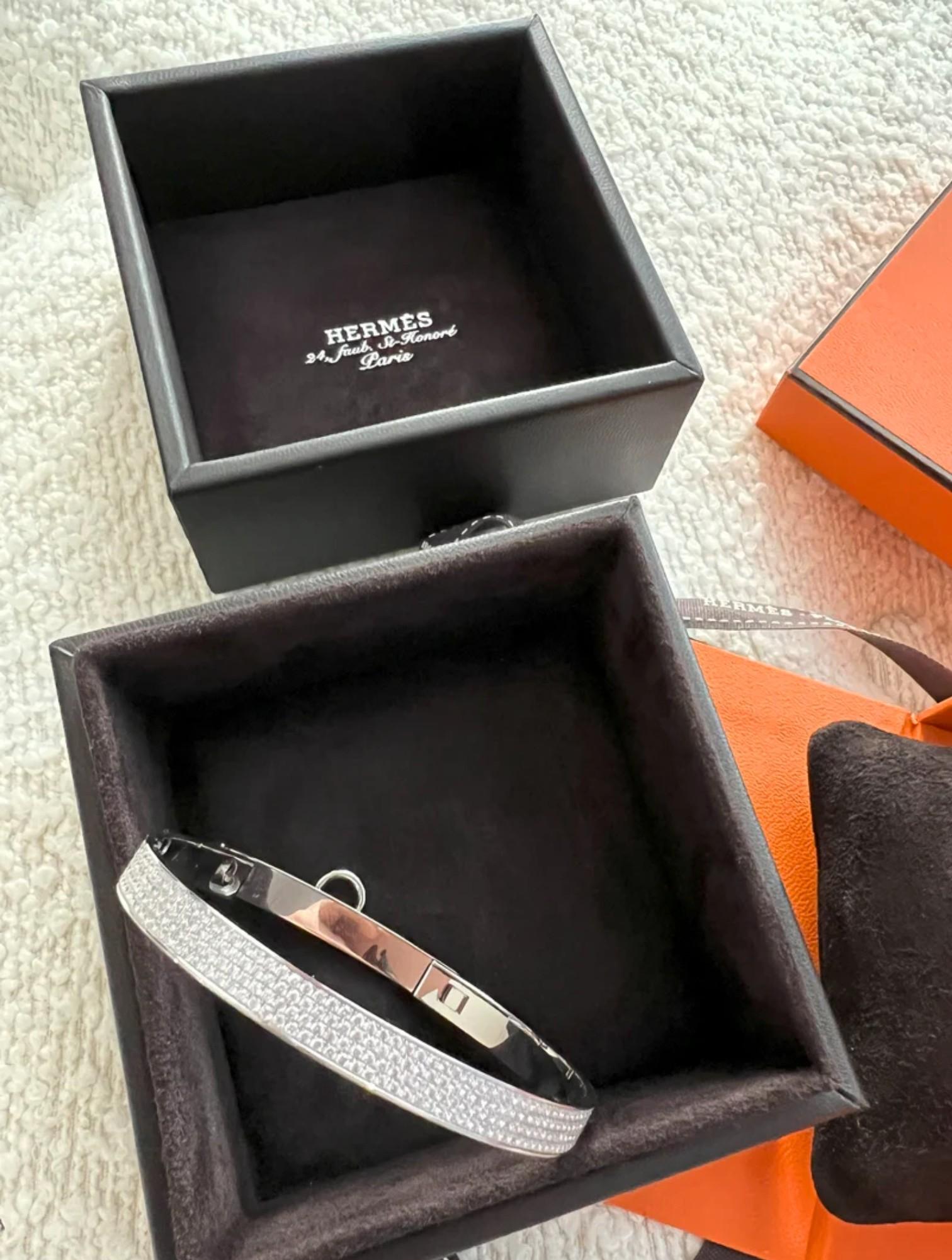 NUEVO Hermes De Chien Pulsera Oro Blanco Diamante Pavé Completo ST Más de $60K en venta 3