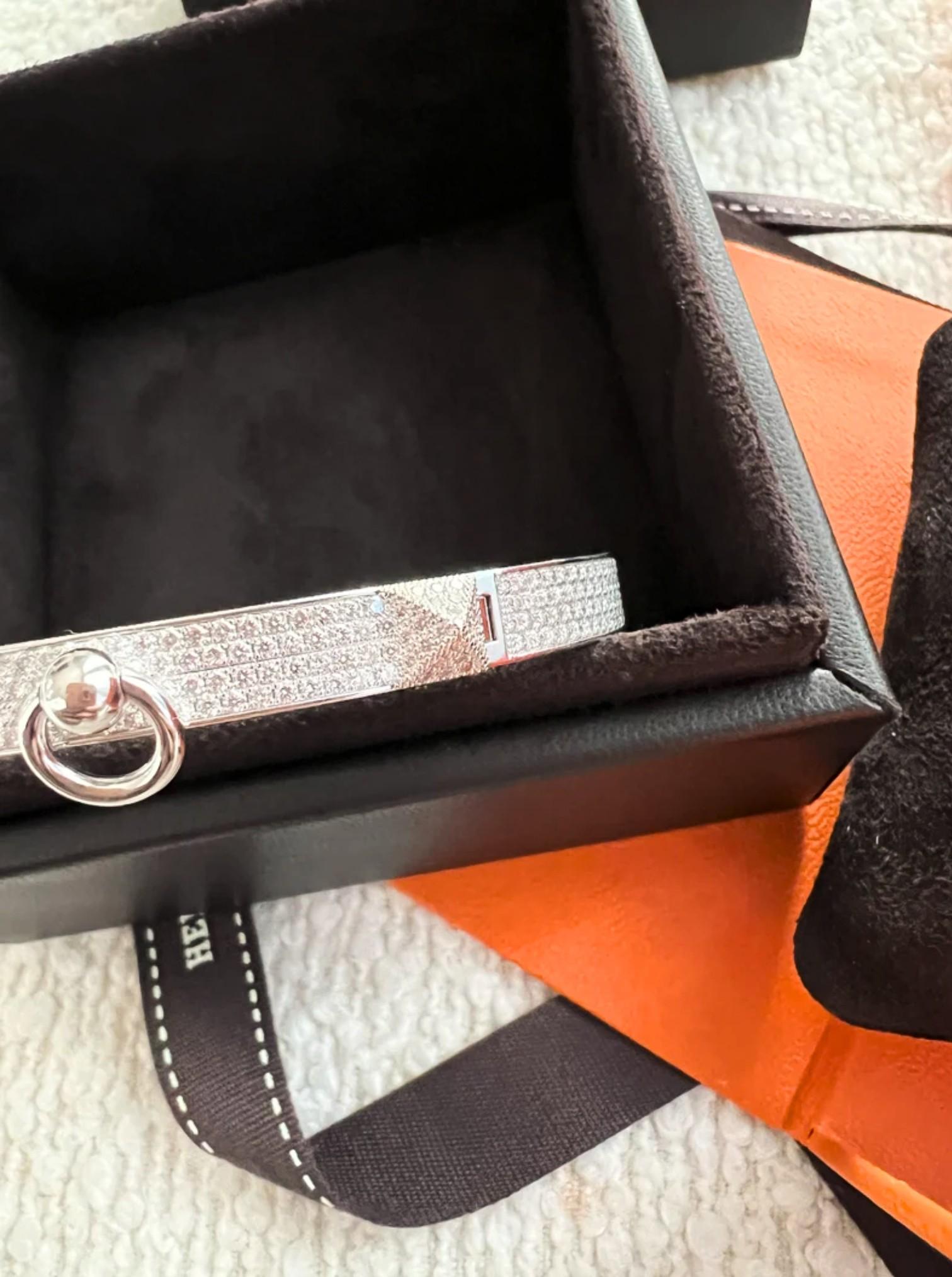 NUEVO Hermes De Chien Pulsera Oro Blanco Diamante Pavé Completo ST Más de $60K en venta 5