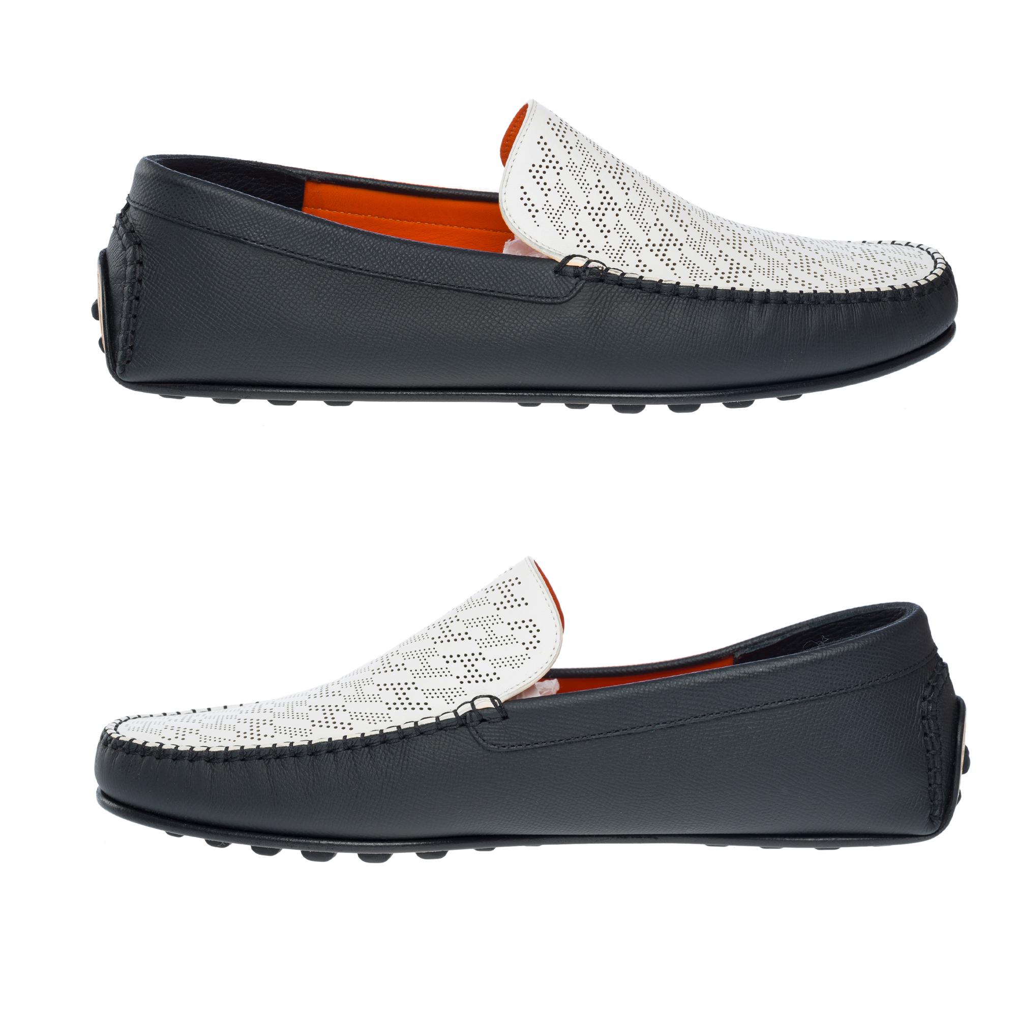 New Hermès Driving loafer in Epsom calfskin and perforated calf 1