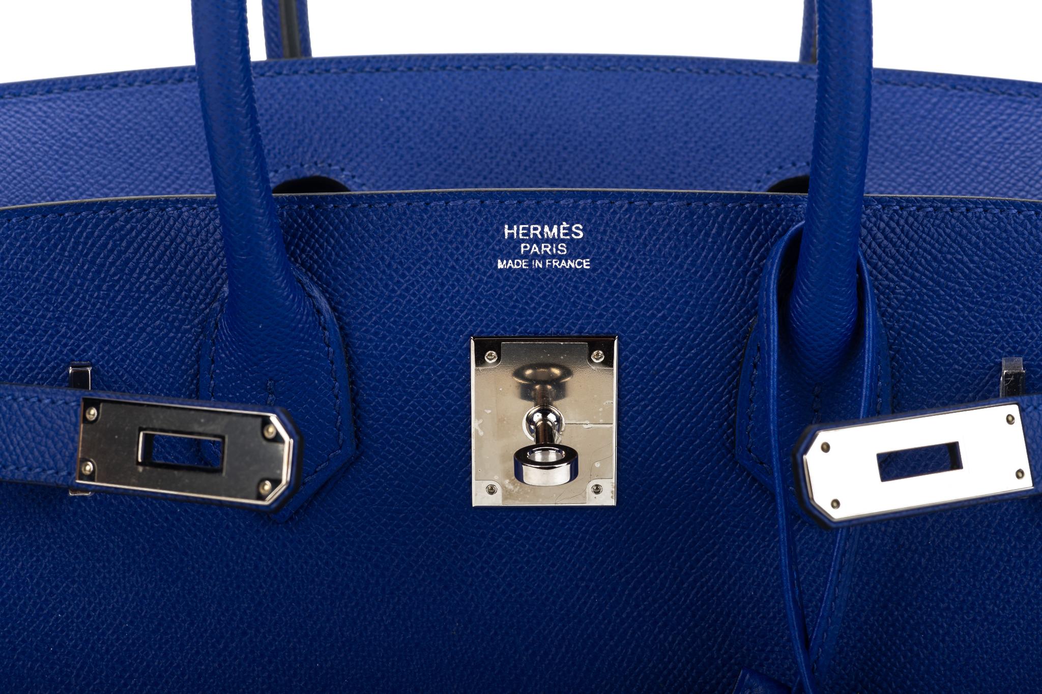 New Hermes Electric Blue Epsom Birkin 30 Cm Bag 4