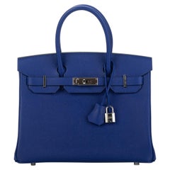 New Hermes Electric Blue Epsom Birkin 30 Cm Bag