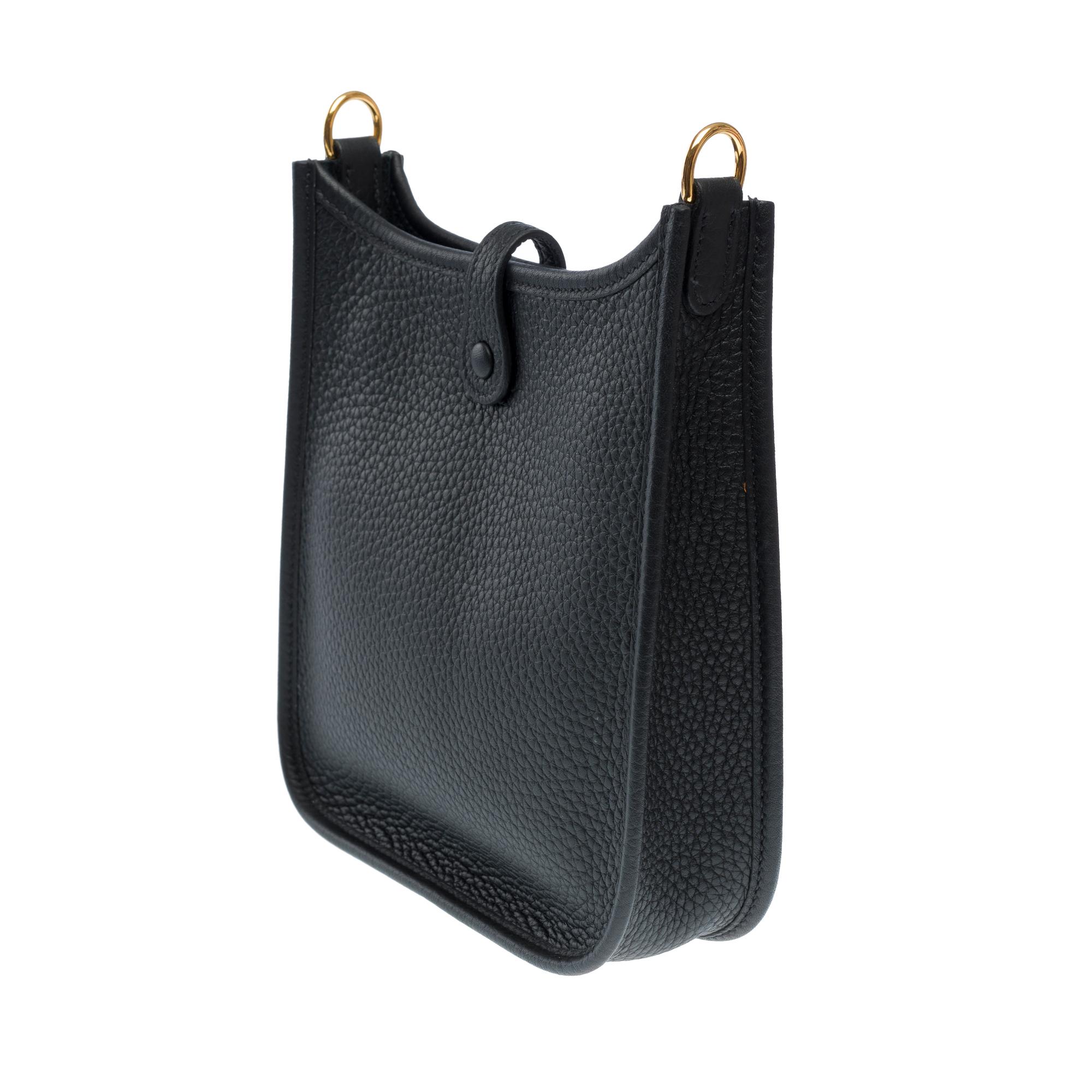 New Hermès Evelyne 16 TPM shoulder bag in Black Taurillon Clemence leather, GHW 1