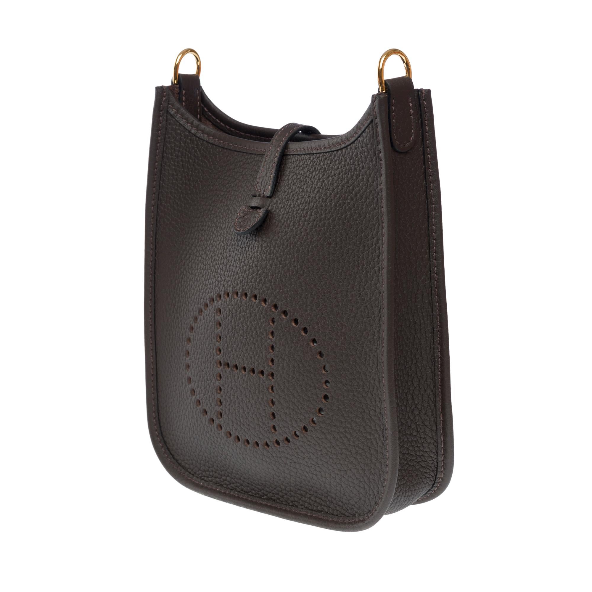 Women's New Hermès Evelyne 16 TPM shoulder bag in  brown Togo leather, GHW