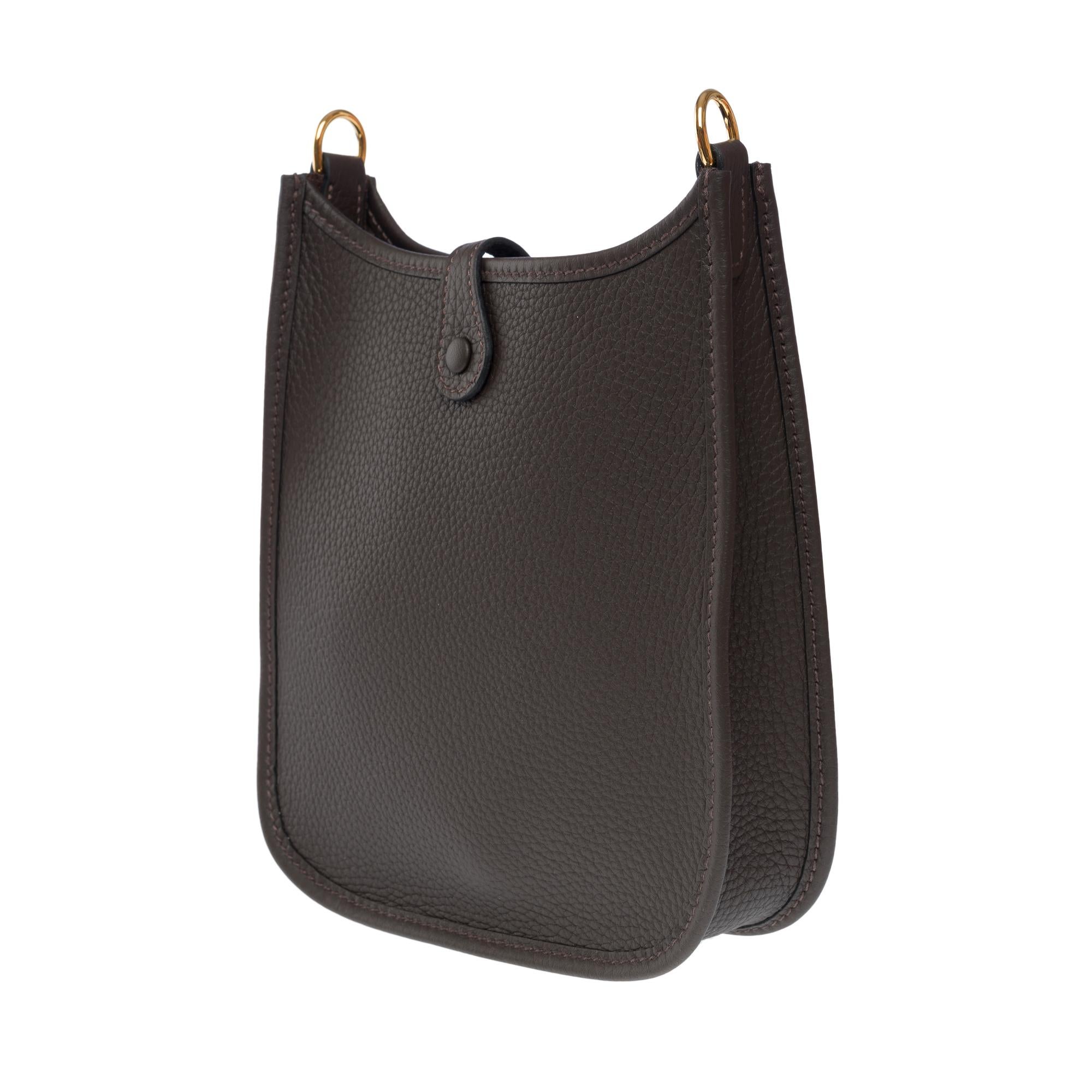 New Hermès Evelyne 16 TPM shoulder bag in  brown Togo leather, GHW 1