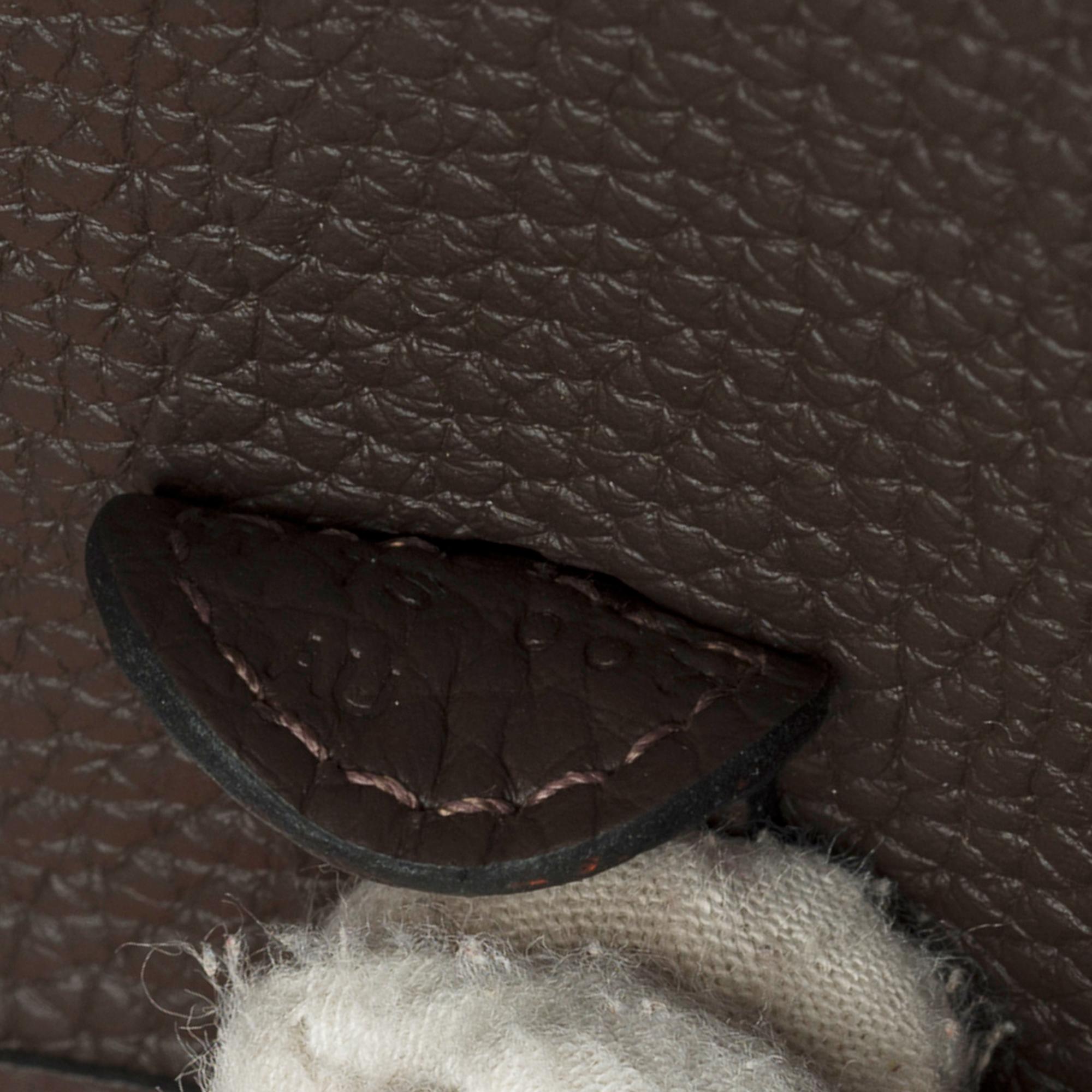 New Hermès Evelyne 16 TPM shoulder bag in  brown Togo leather, GHW 3