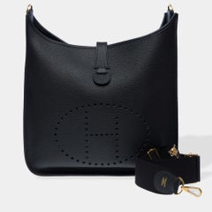 New Hermès Evelyne III 33 (GM) shoulder bag in Black Taurillon Calf leather, GHW