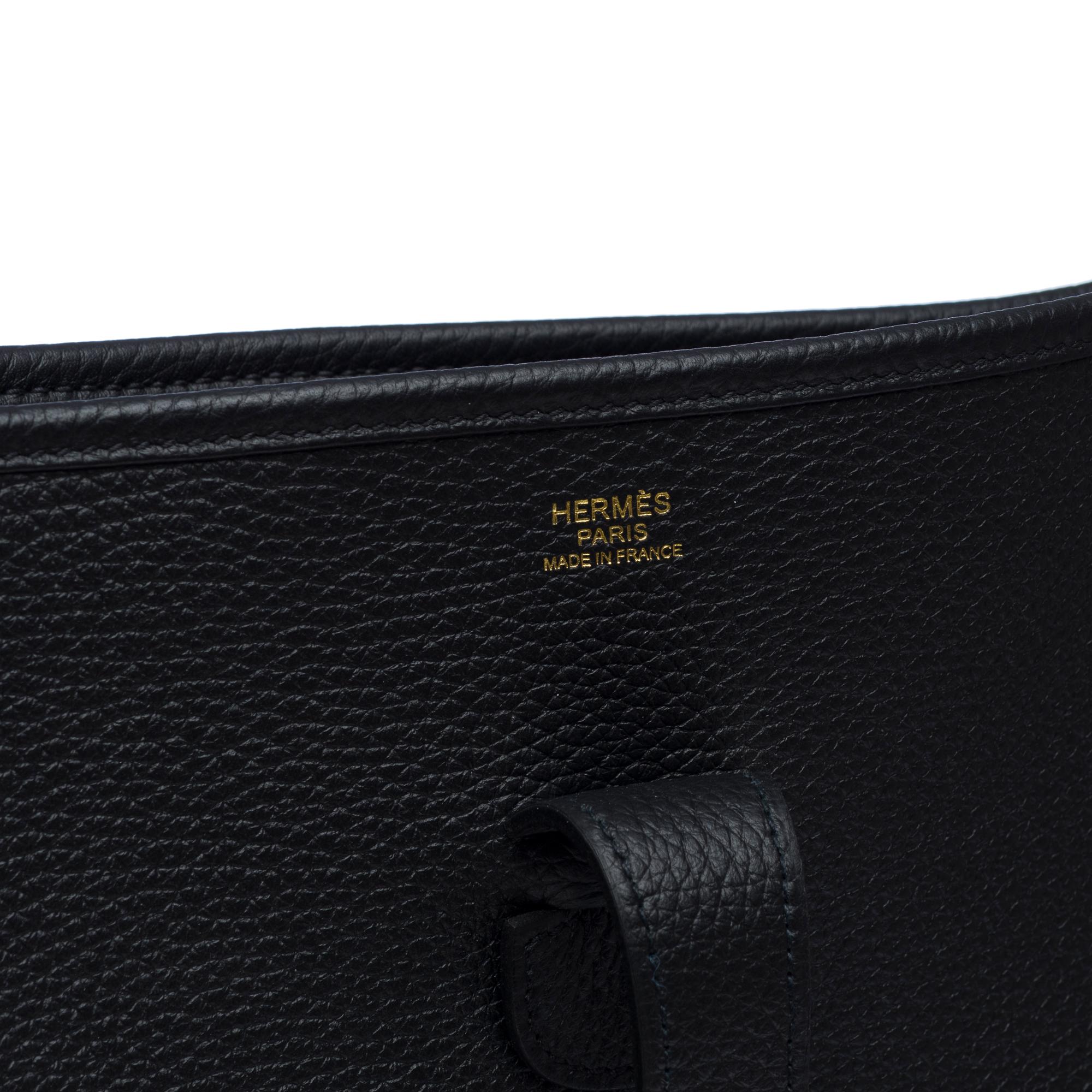 New Hermès Evelyne III 33 (GM) shoulder bag in Black Taurillon Calf leather, GHW 2