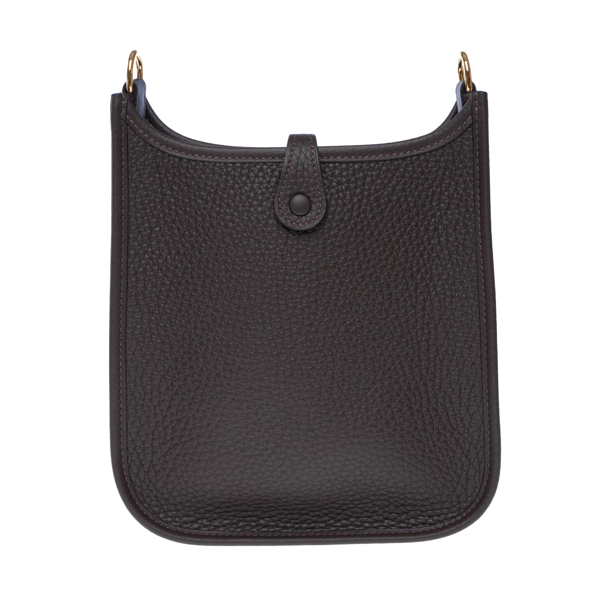 Women's New Hermès Evelyne TPM Amazone shoulder bag in Brown Taurillon leather, GHW
