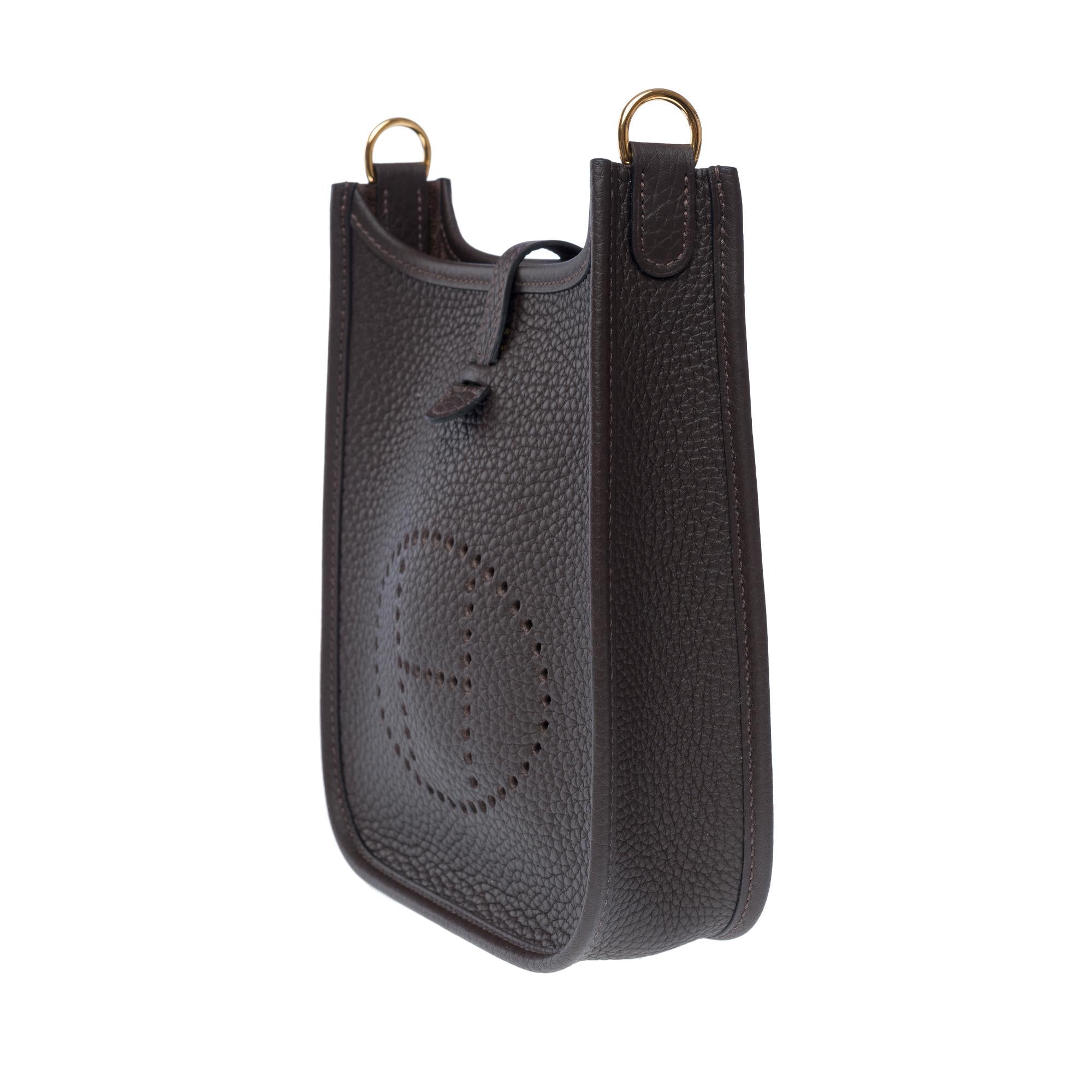 New Hermès Evelyne TPM Amazone shoulder bag in Brown Taurillon leather, GHW 1