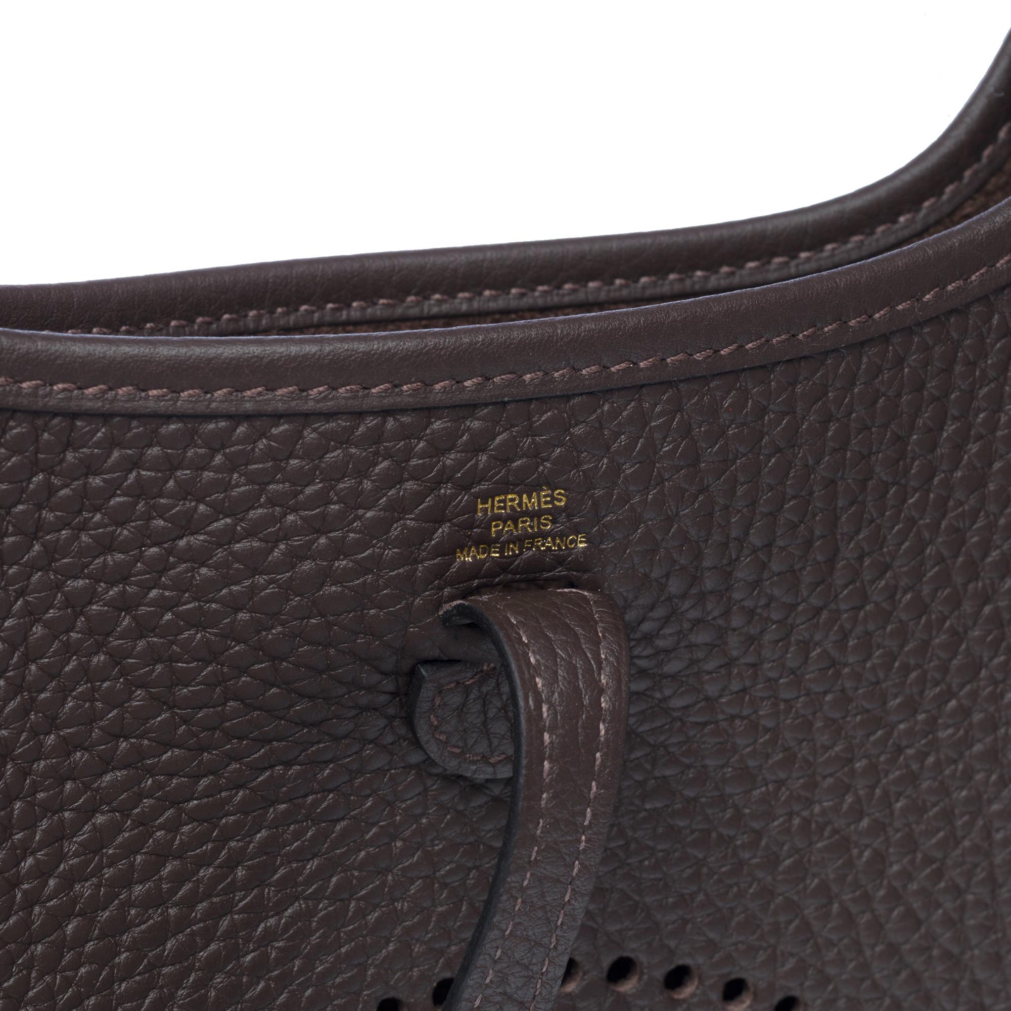 New Hermès Evelyne TPM Amazone shoulder bag in Brown Taurillon leather, GHW 3