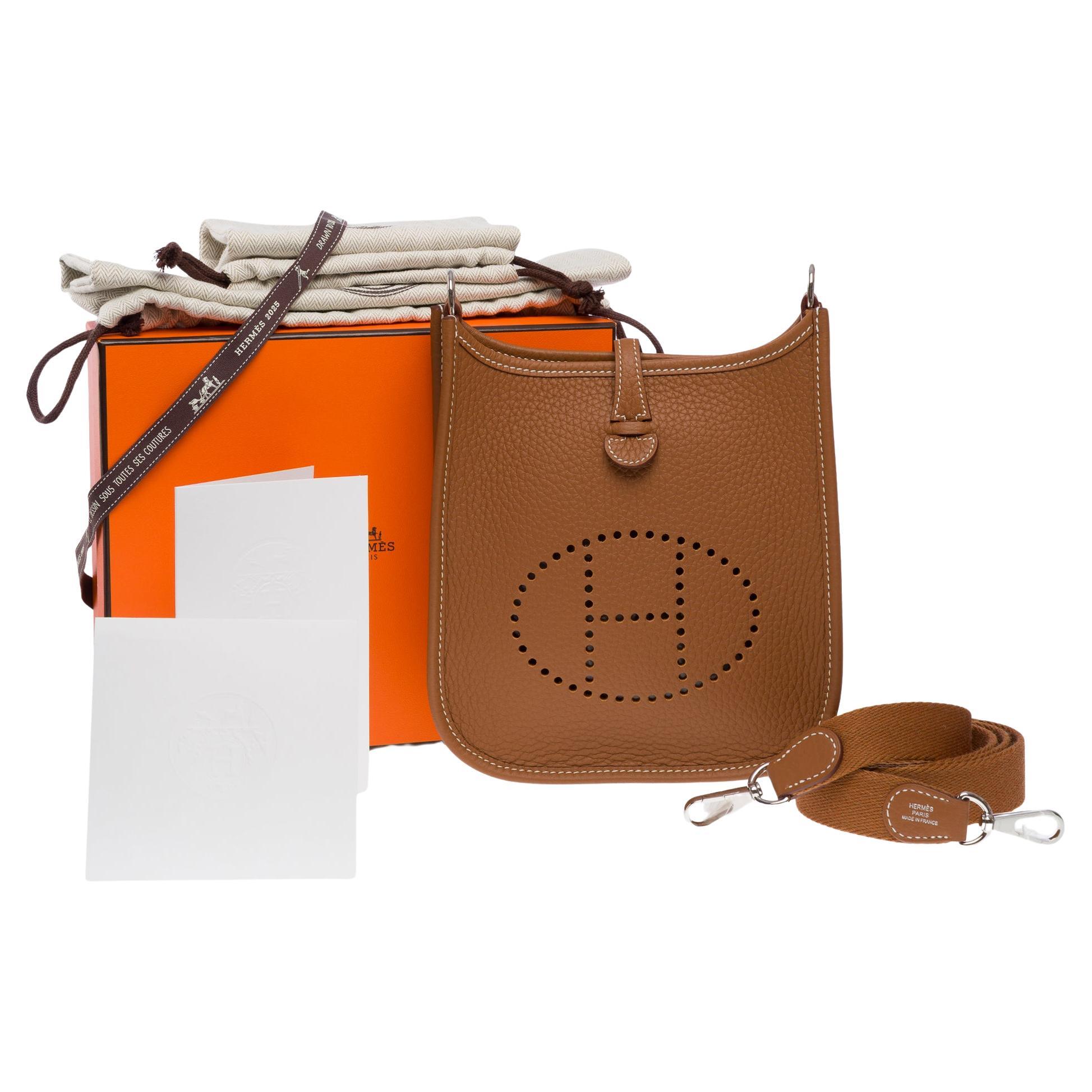 New Hermès Evelyne TPM Amazone shoulder bag in Gold Taurillon leather, PHW For Sale