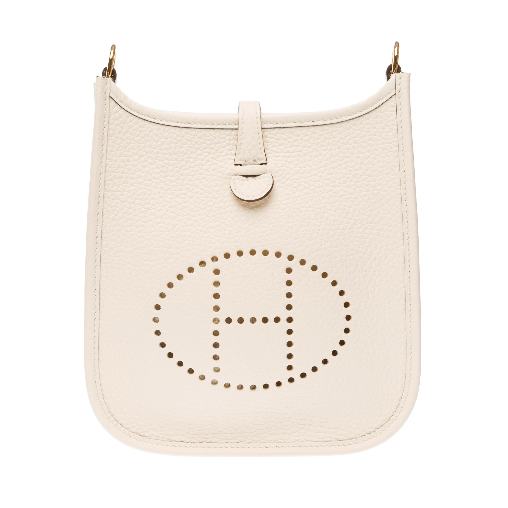 Beige New Hermès Evelyne TPM Amazone shoulder bag in Nata Taurillon leather, GHW