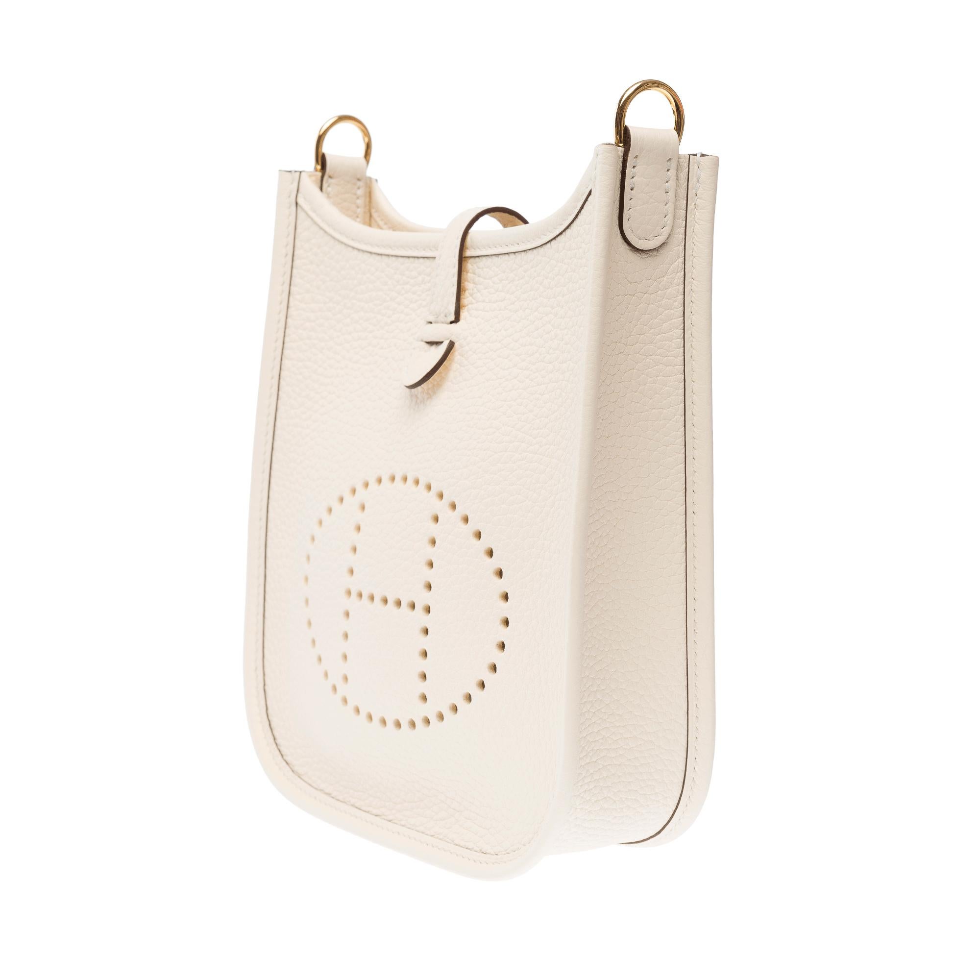 Women's New Hermès Evelyne TPM Amazone shoulder bag in Nata Taurillon leather, GHW