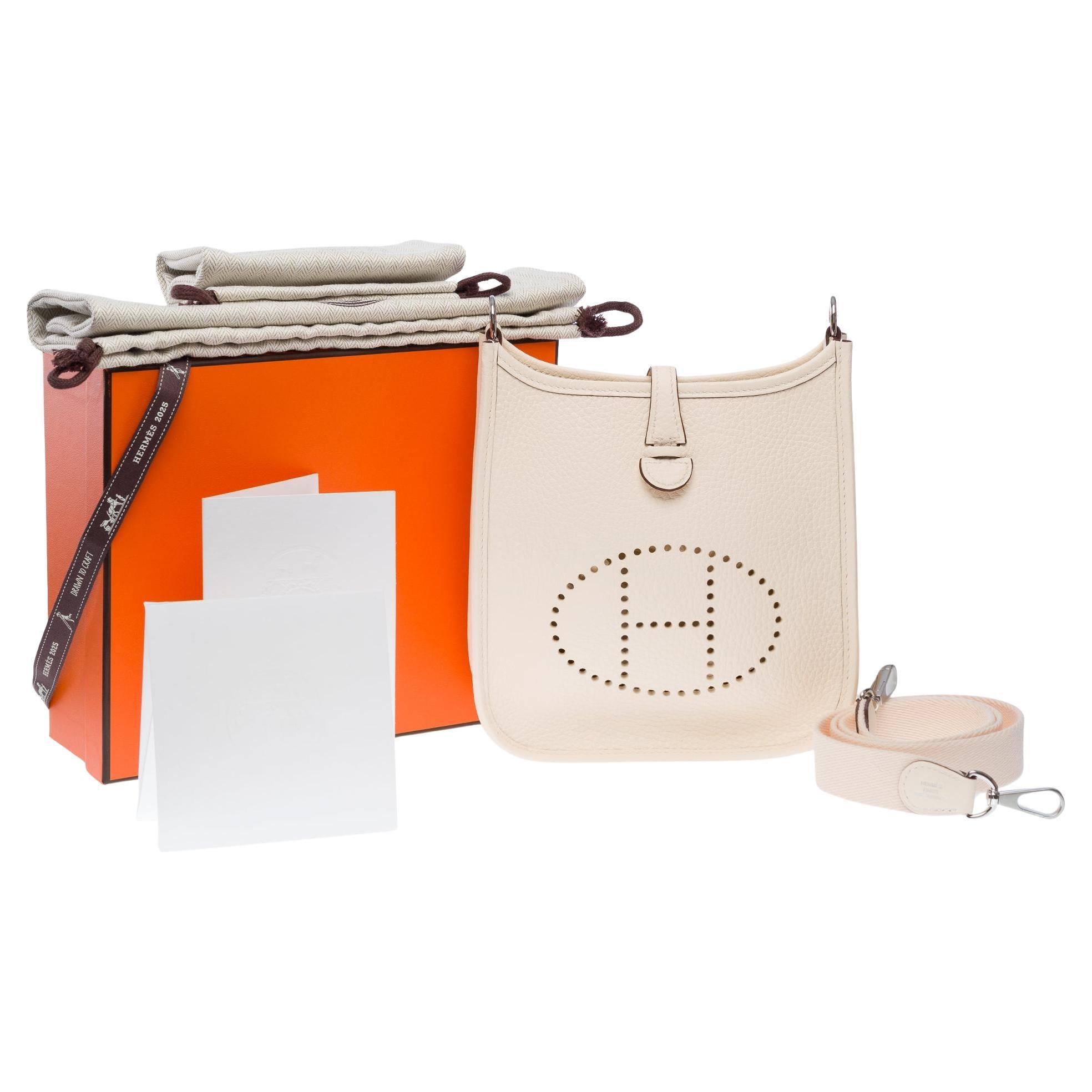 New Hermès Evelyne TPM Amazone shoulder bag in Nata Taurillon leather, PHW For Sale