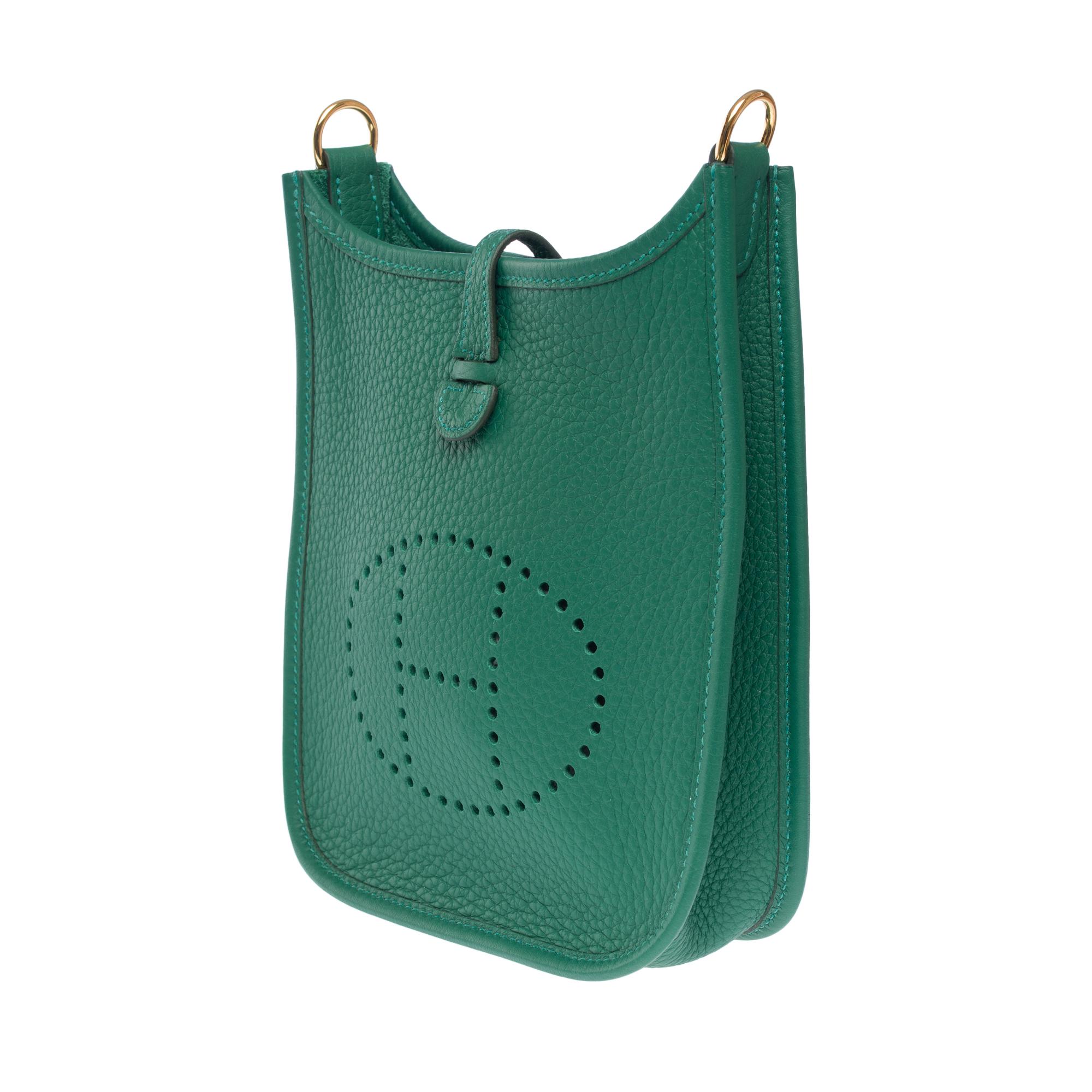 Women's New Hermès Evelyne TPM Amazone shoulder bag in Vert Moyen Taurillon leather, GHW