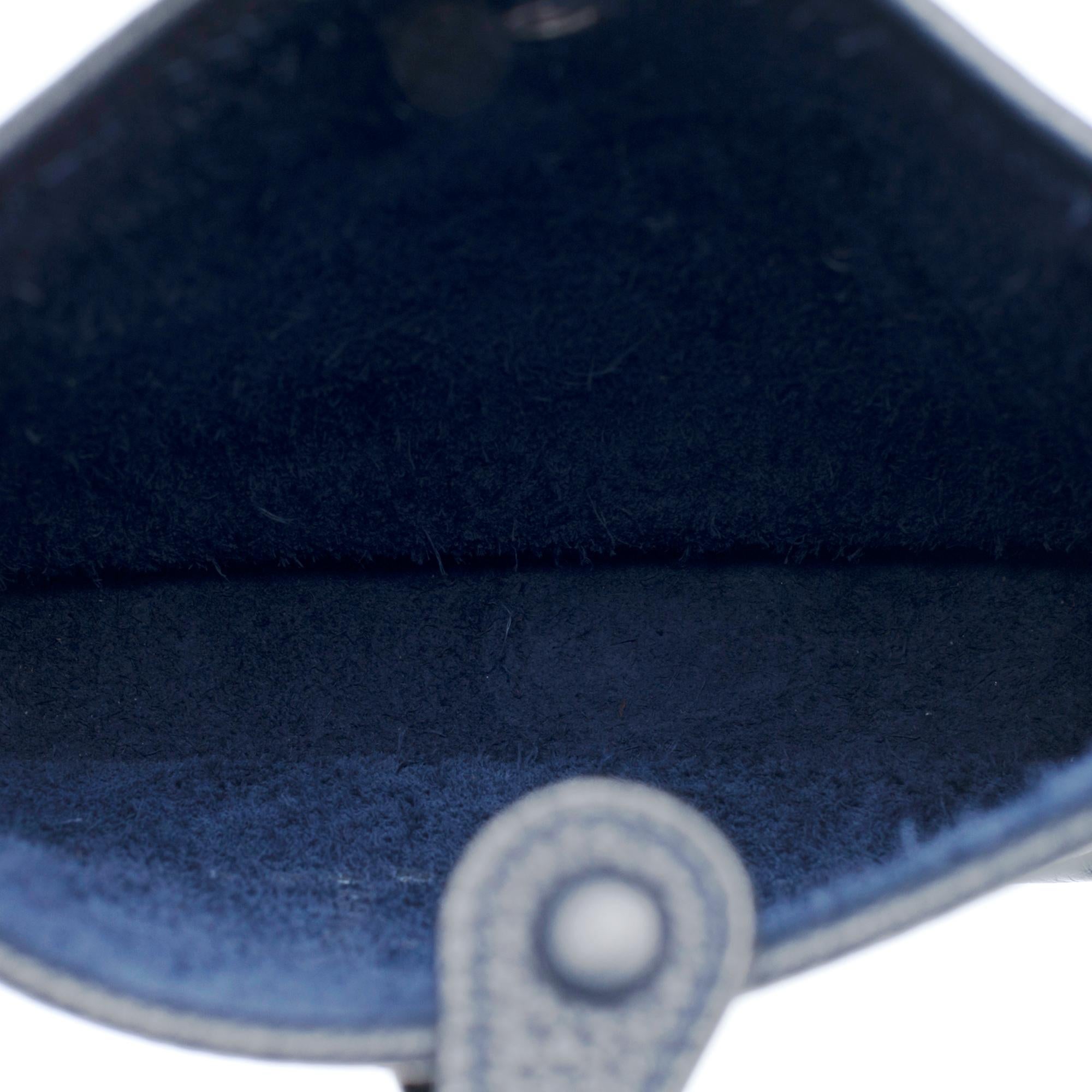 New Hermès Evelyne TPM Woody shoulder bag in Navy Blue Taurillon leather, PHW For Sale 4