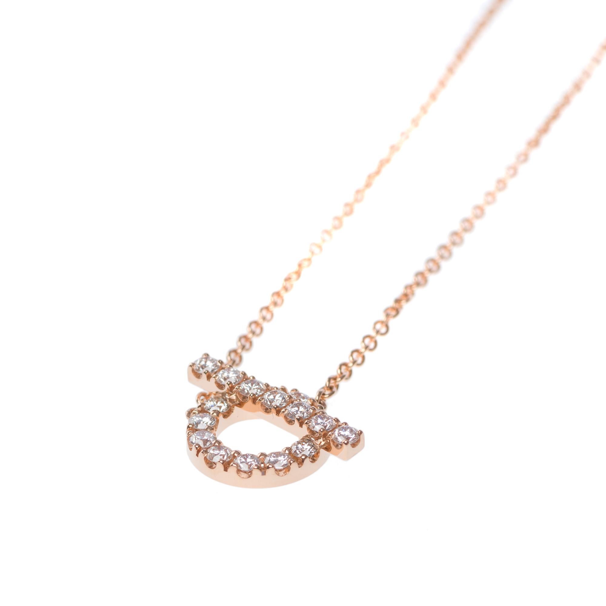 New Hermès Finesse Pendant Diamonds Rose Gold 18k In New Condition For Sale In Paris, IDF