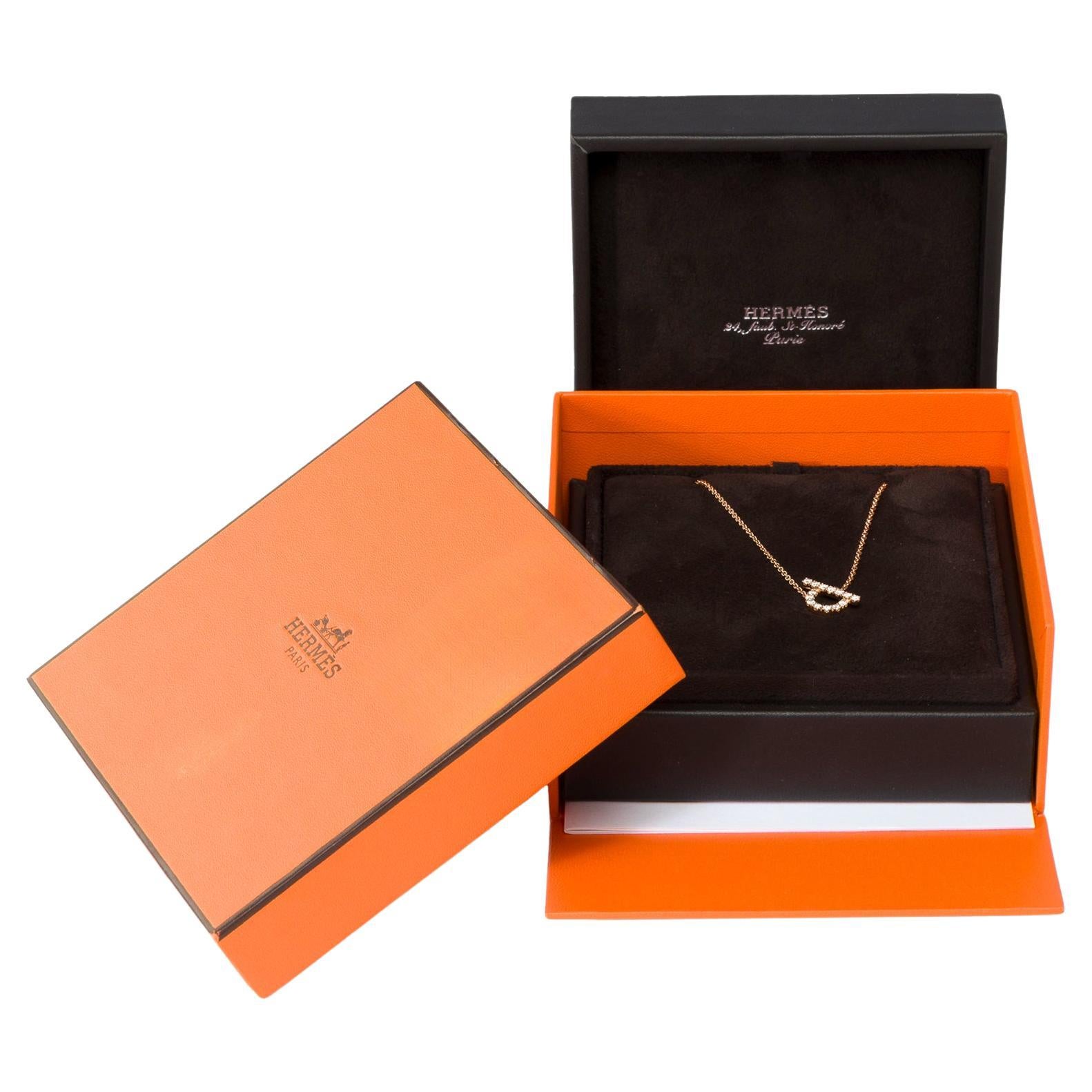 New Hermès Finesse Pendant Diamonds Rose Gold 18k en vente