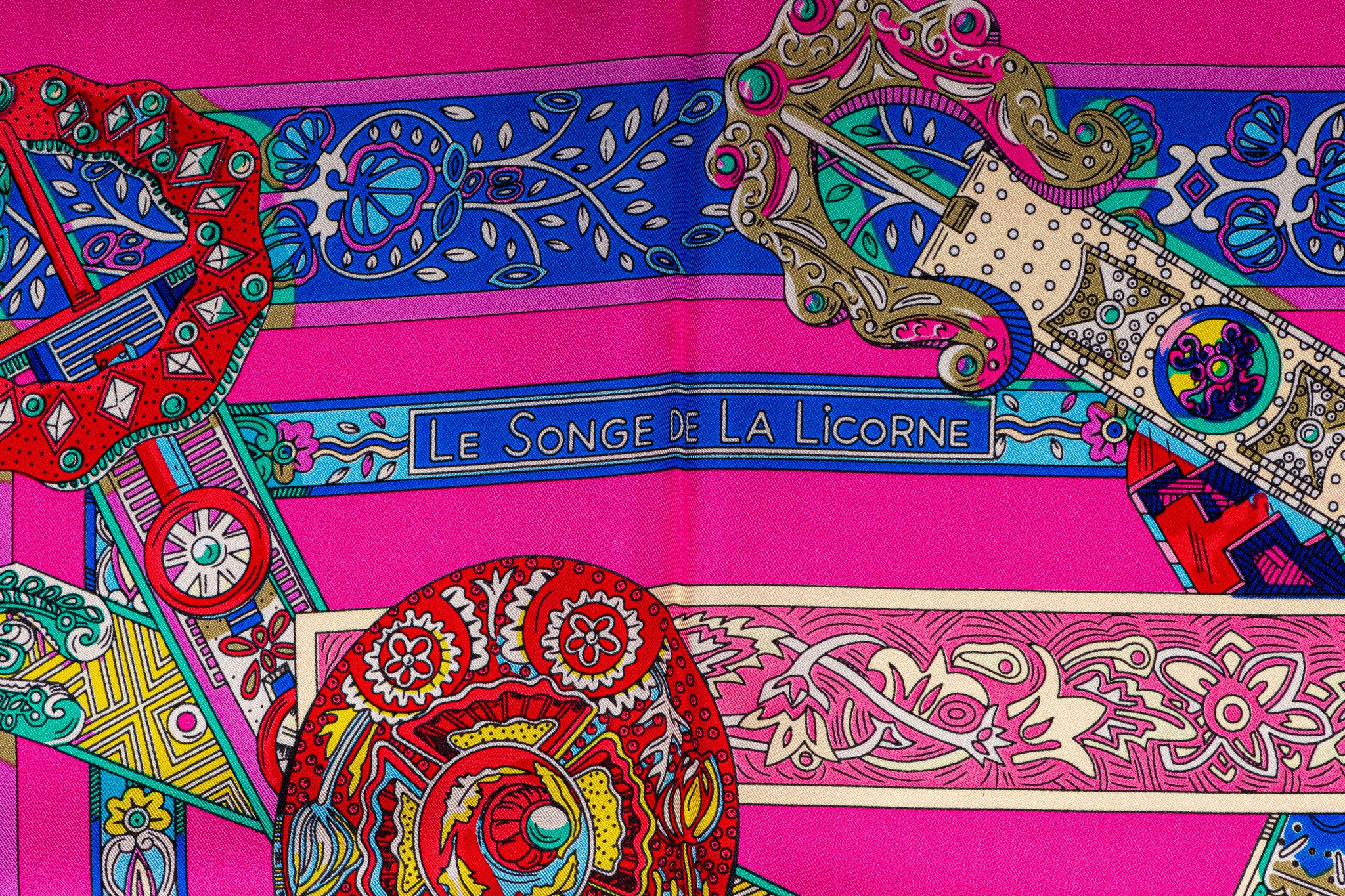 Women's New Hermes Fuchsia Songe Silk Scarf