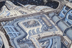 New Hermes Galaxy Blue Cashmere Scarf  with Box