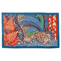 Serviette de plage Ghepard waterr Quetzal en coton bleu Hermès, Neuf