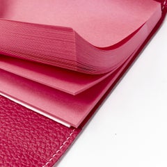 new HERMES GM Post It Cover Rose Fluo pebble leather silver hardware button case