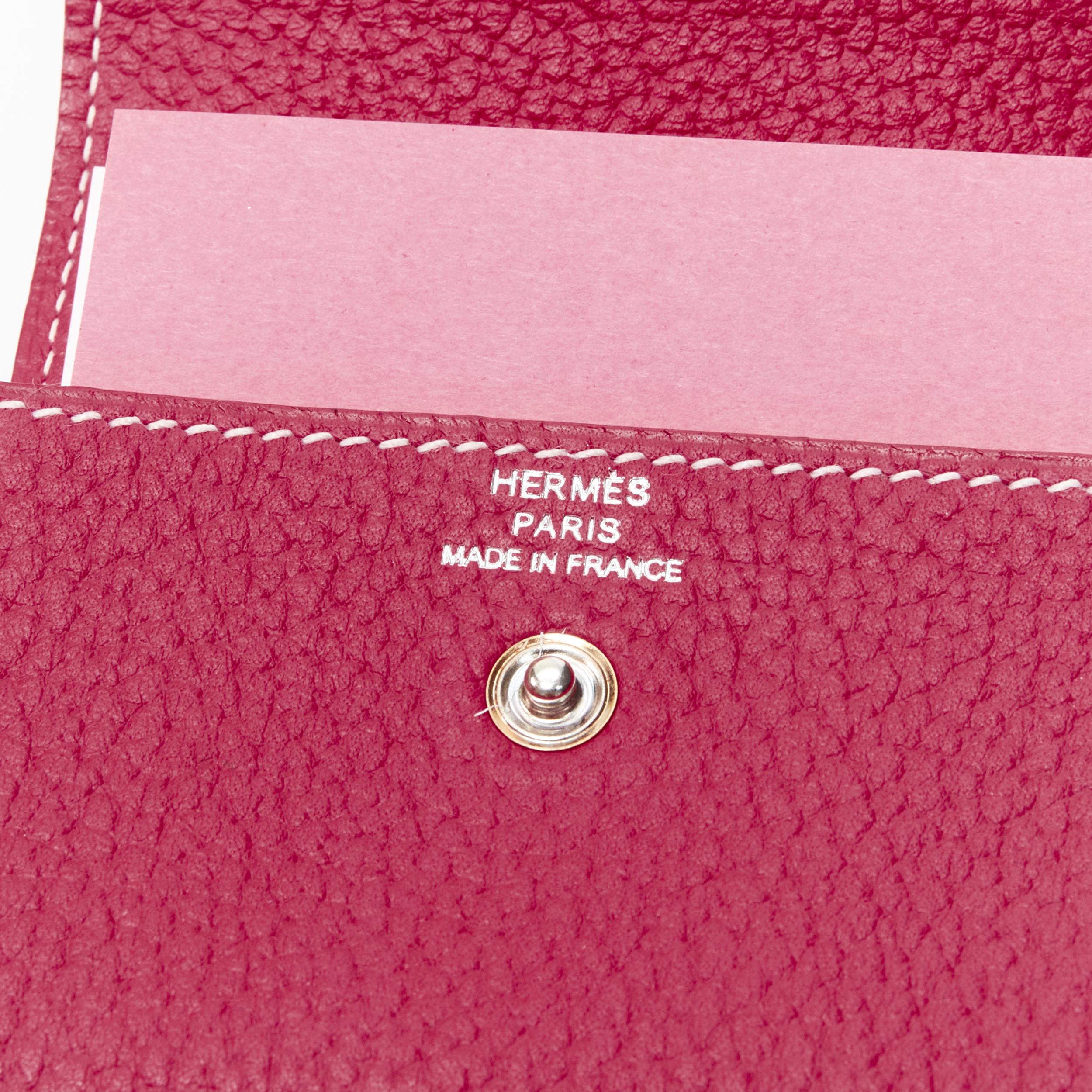 new HERMES GM Post It Cover Rose Fluo pebble leather silver hardware button case 2