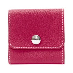 new HERMES GM Post It Cover Rose Fluo pebble leather silver hardware button case