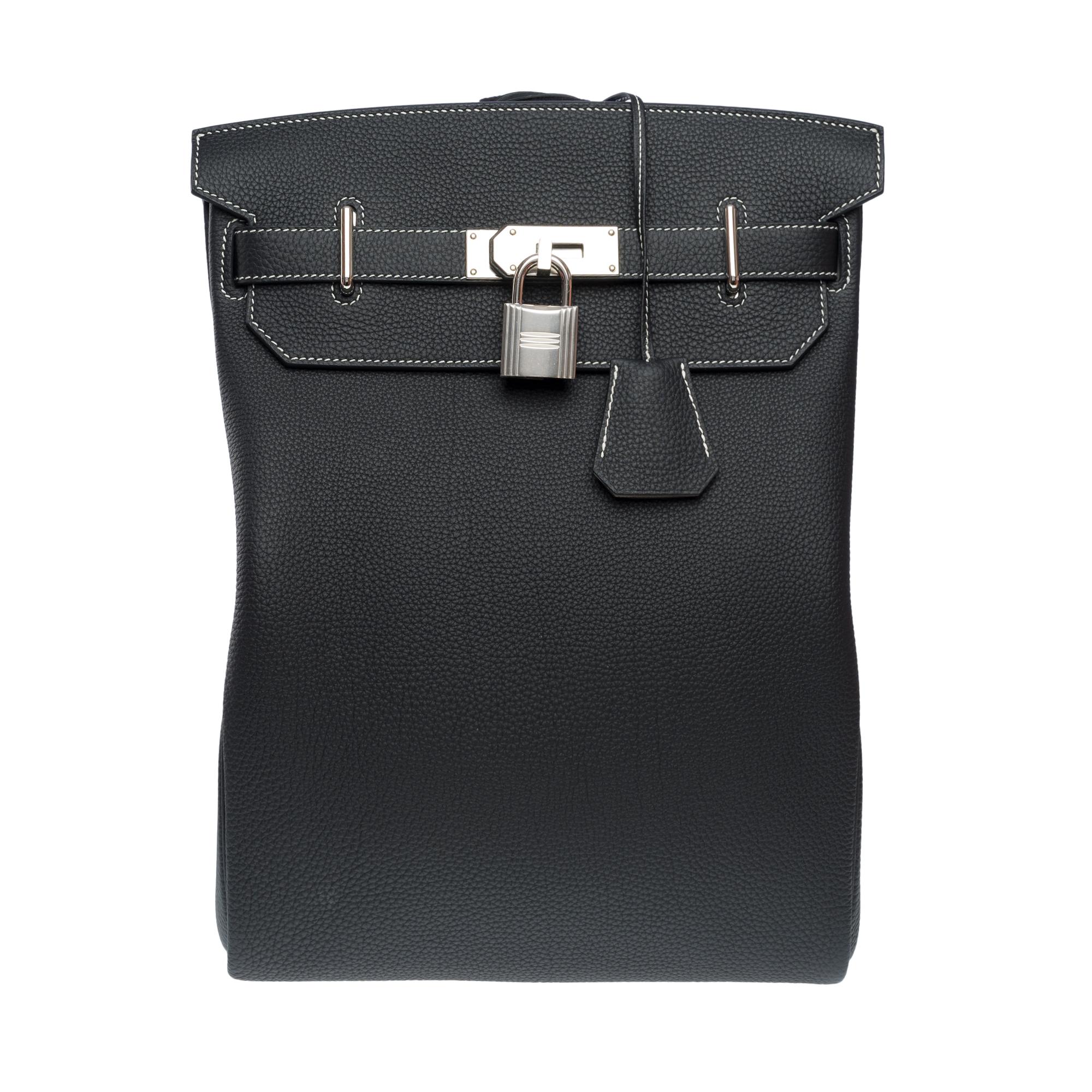 Black New Hermes HAC a Dos GM Special Order (HSS) in black Togo leather, PHW For Sale