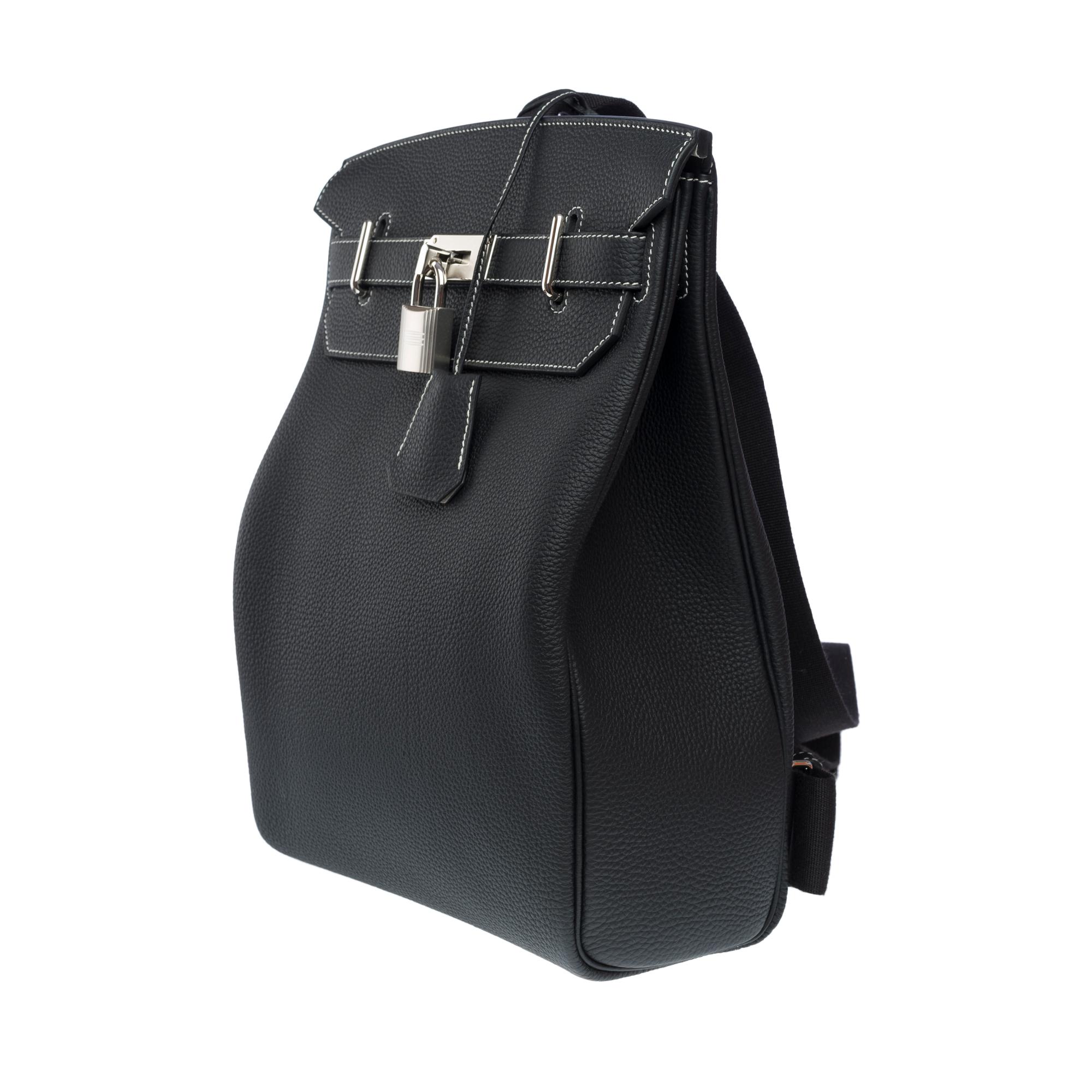 Women's or Men's New Hermes HAC a Dos GM Special Order (HSS) in black Togo leather, PHW For Sale