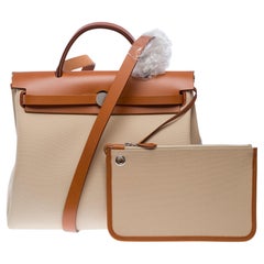 Nuova borsa Hermès Herbag 31 in tela ufficiale beige e pelle, PHW