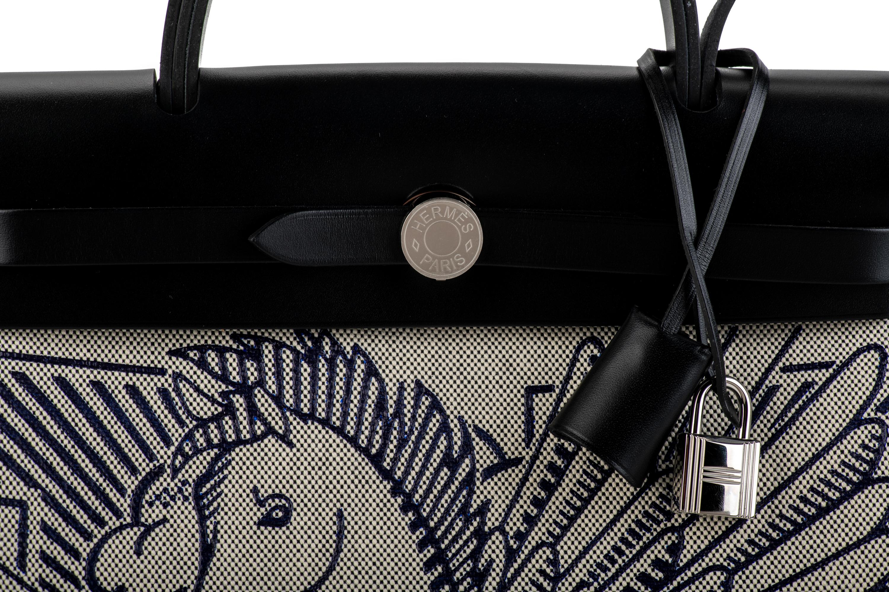 Black New Hermes Herbag Zip Pegase Limited Edition Bag