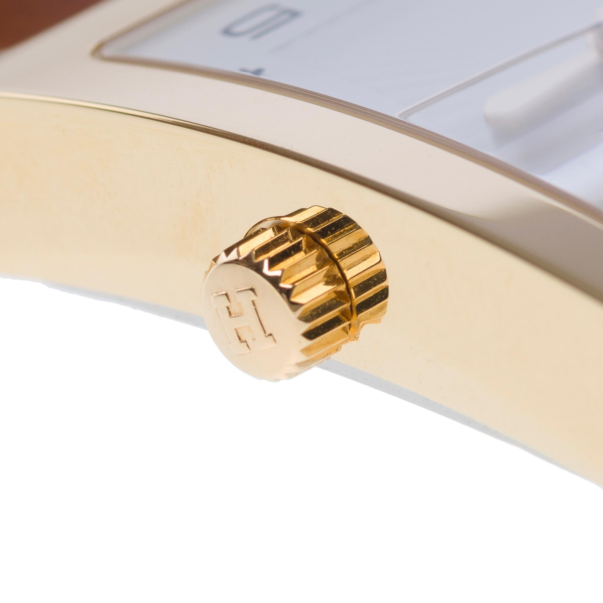 Neu Hermès Heure H 34 MM Grand modèle Uhr in Gelbgold plattiert Stahl-Box im Angebot 4